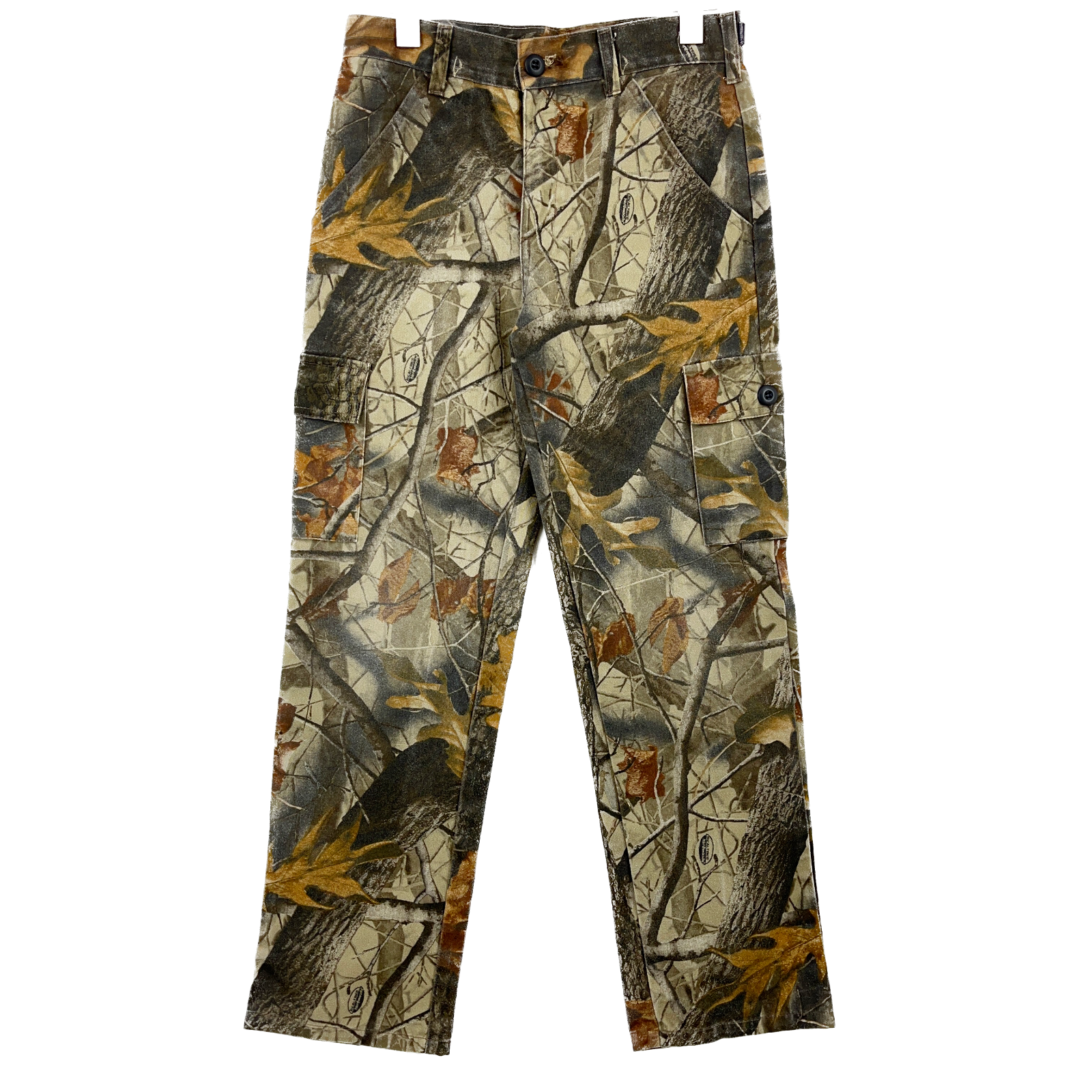 Real Tree Style Hunting Camo Cargo Green Pants Size Youth Large 14-16