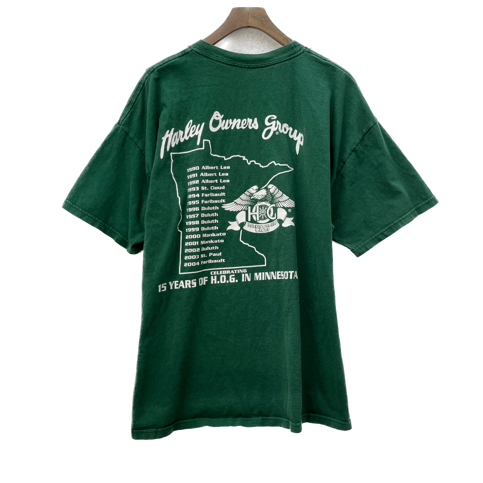 Harley-Davidson Owners Group Vintage T-shirt Size XL Green Minnesota State Rally