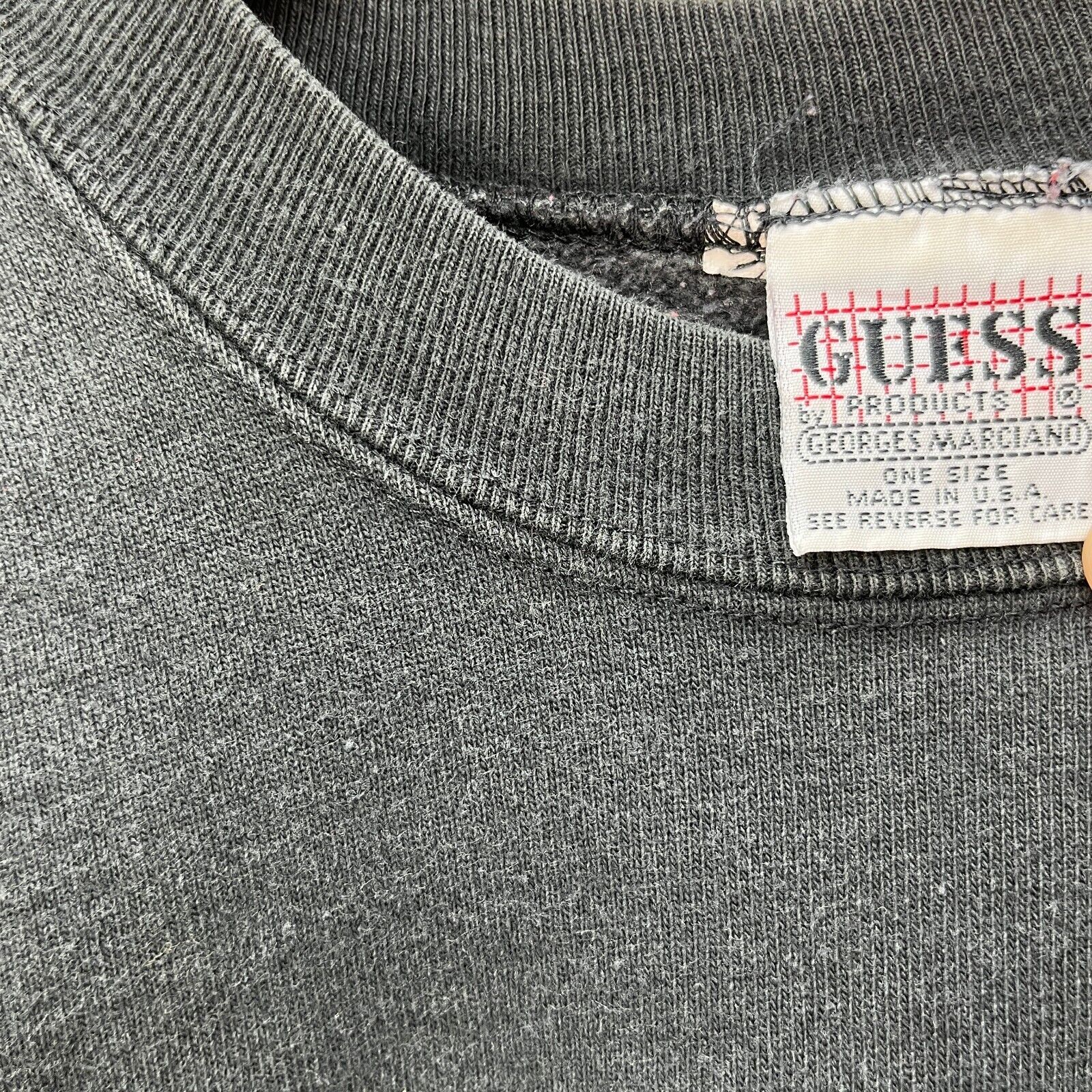 Guess Vintage Sweatshirt Crewneck Size S Black Made in USA 90s