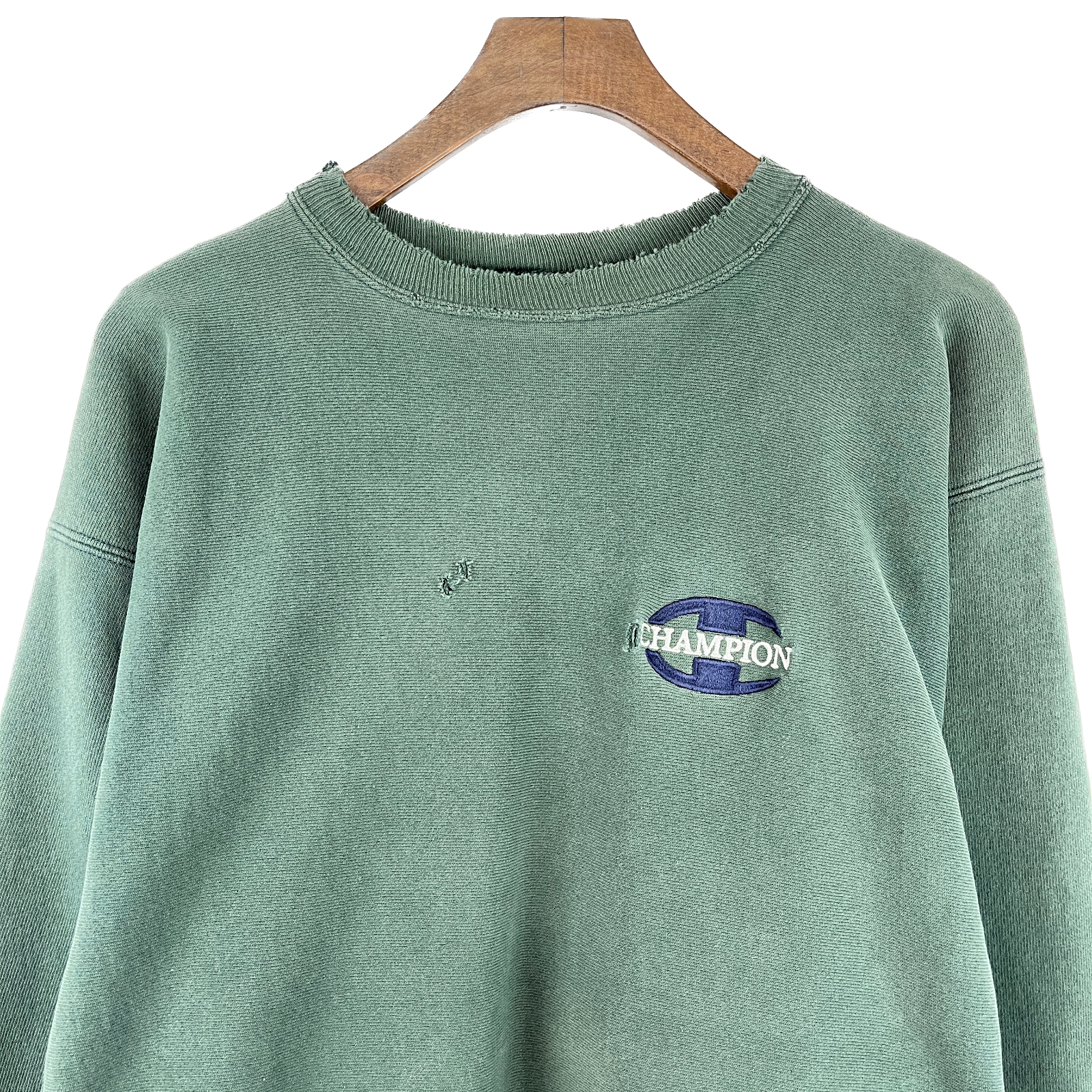 Vintage Champion Embroidered Logo Green Sweatshirt Size 2XL Crewneck