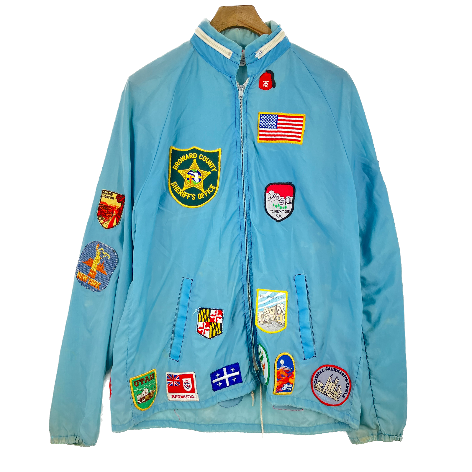 Vintage 1960s Multi Patch Lightweight Full Zip Racing Jacket Size Small