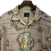 Vintage Button Up Map All Over Print Beige Shirt Size S