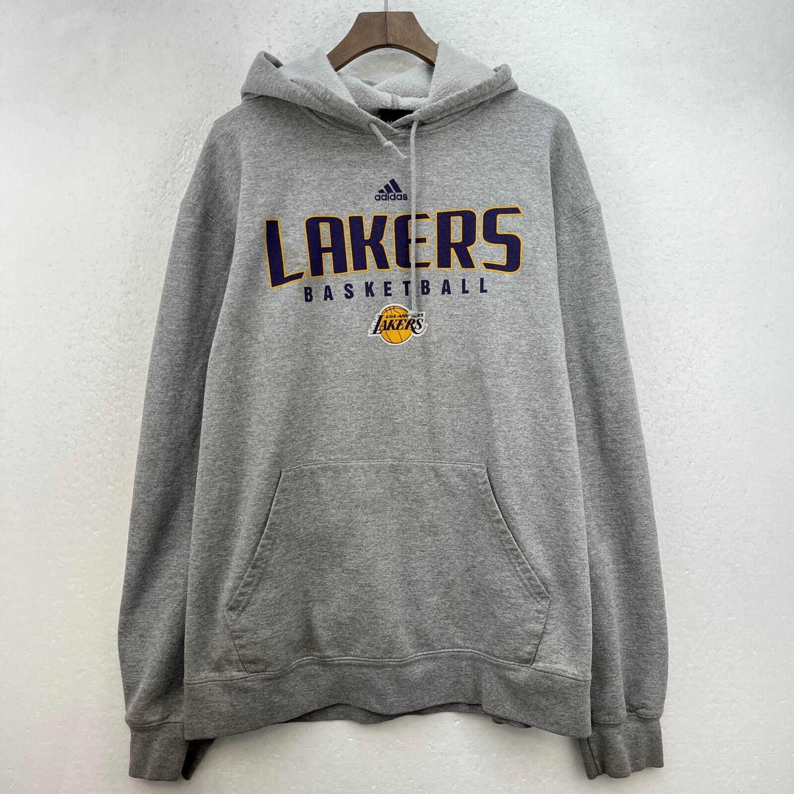 Adidas Los Angeles Lakers NBA Basketball Gray Hoodie Size L