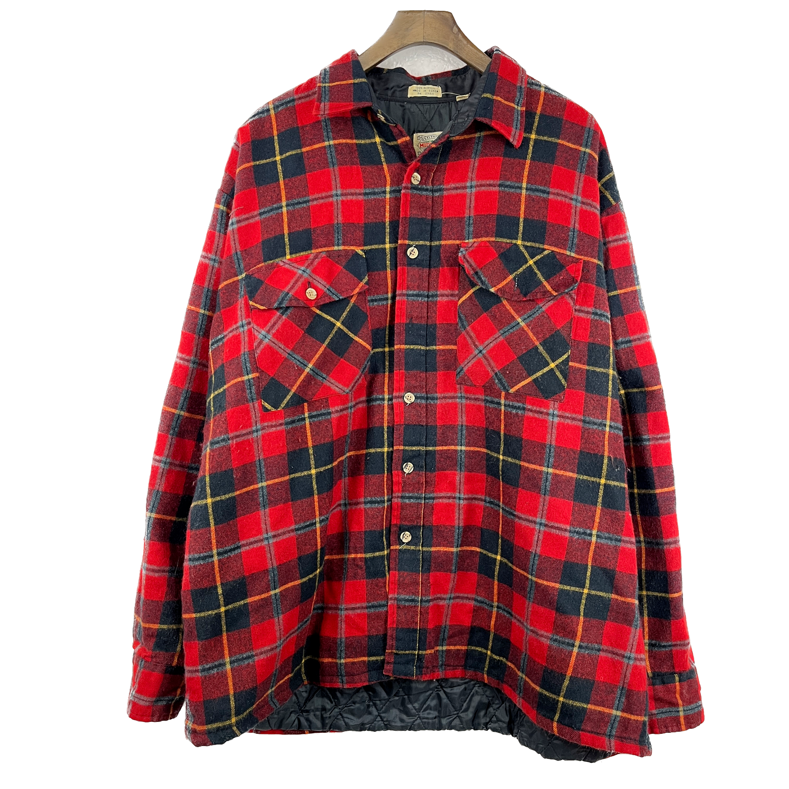 Vintage Button Up Checked Red Shirt Jacket Size XL Double Pocket