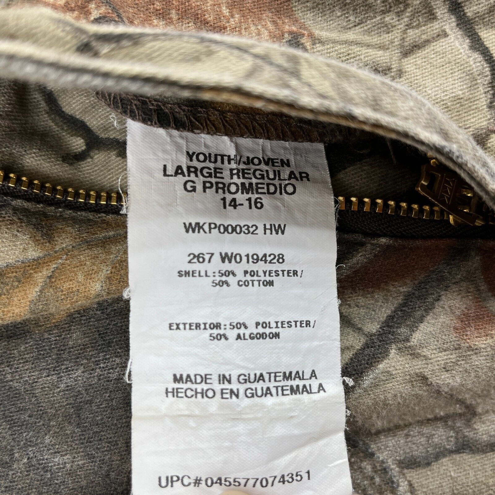 Real Tree Style Hunting Camo Cargo Green Pants Size Youth Large 14-16