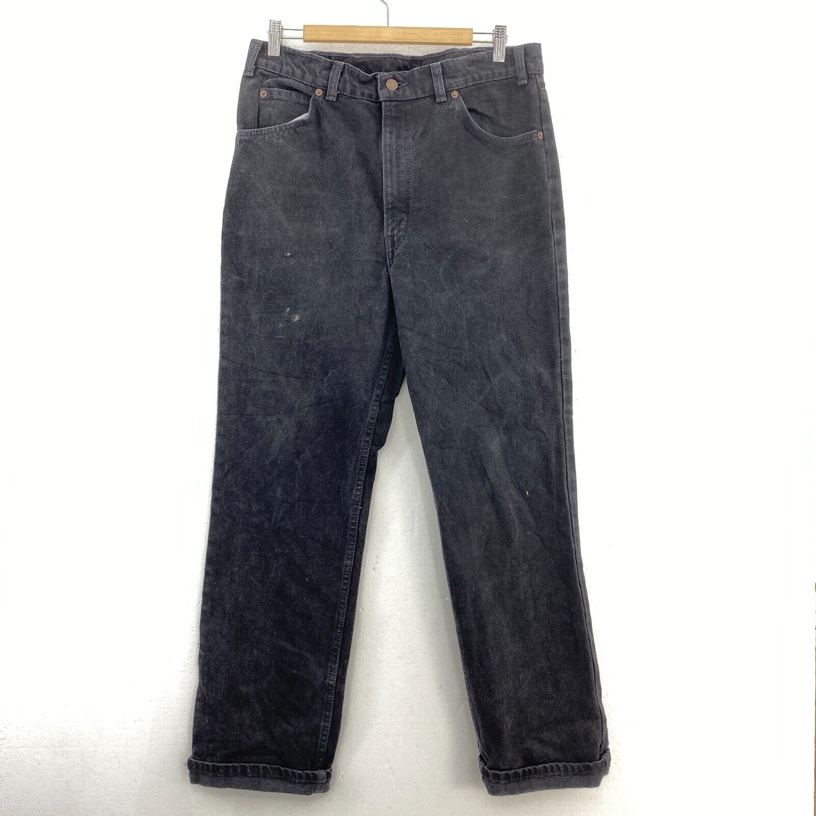 Levi's 619 Orange Tab Dark Wash Black Demin Straight Jeans Size 36