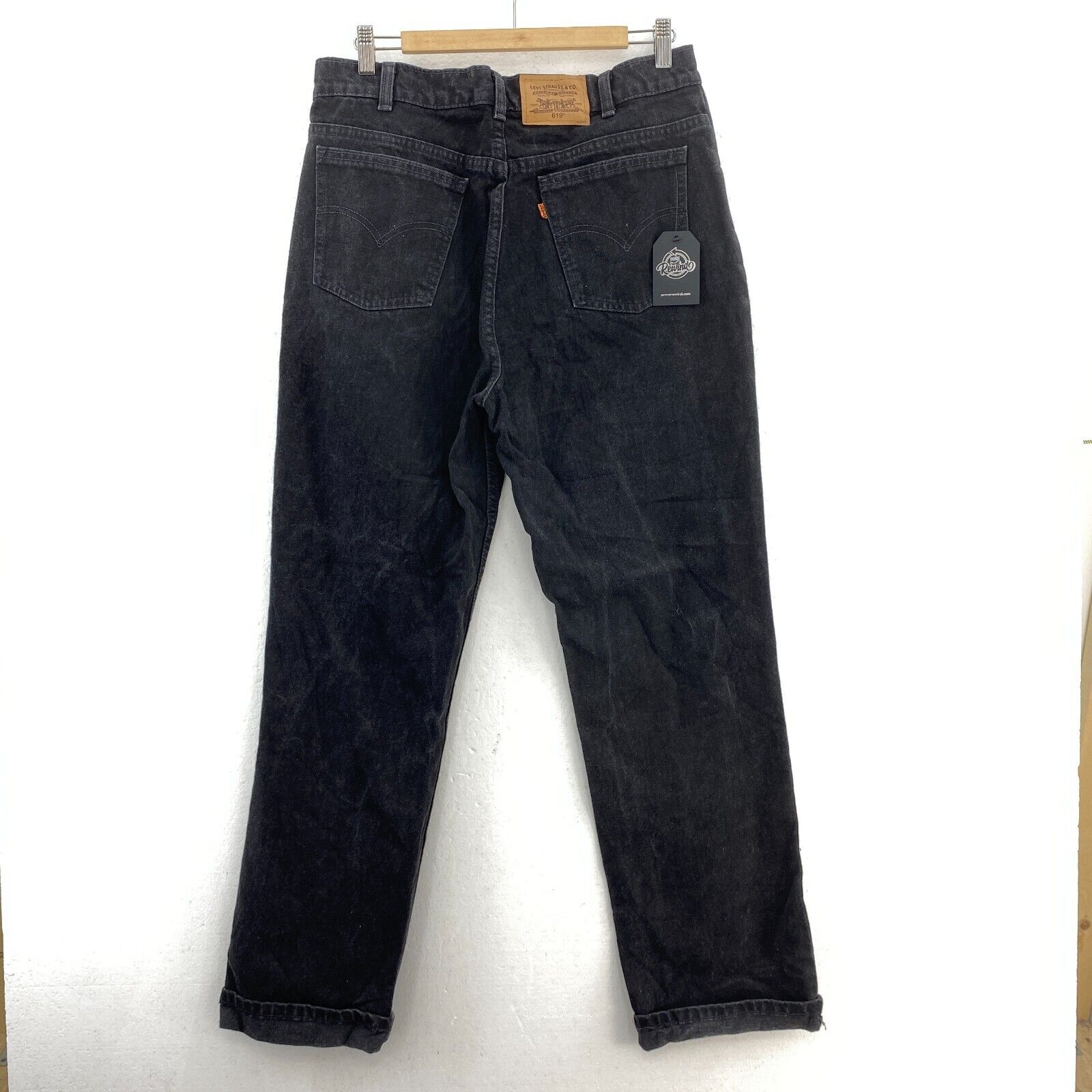 Levi's 619 Orange Tab Dark Wash Black Demin Straight Jeans Size 36