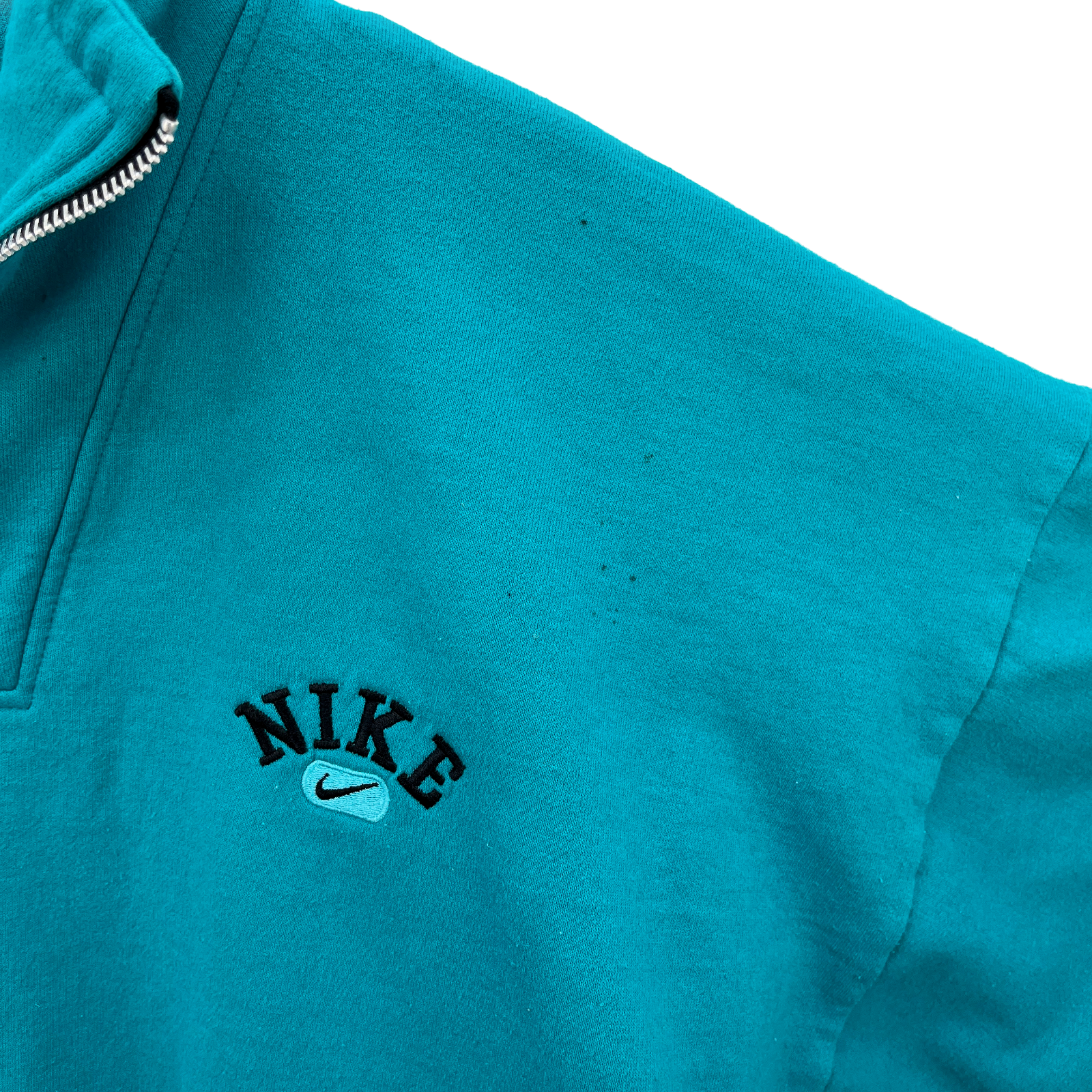 Nike Swoosh Logo Quarter Zip Pullover Blue Sweatshirt Size L