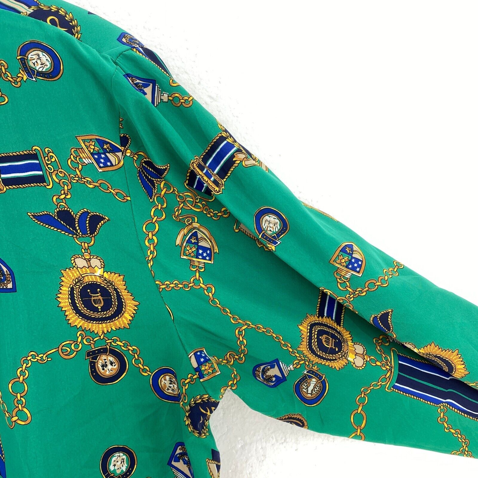 Alfred Dunner Women's Green Abstract Pattern Vintage Bomber Jacket Size 8