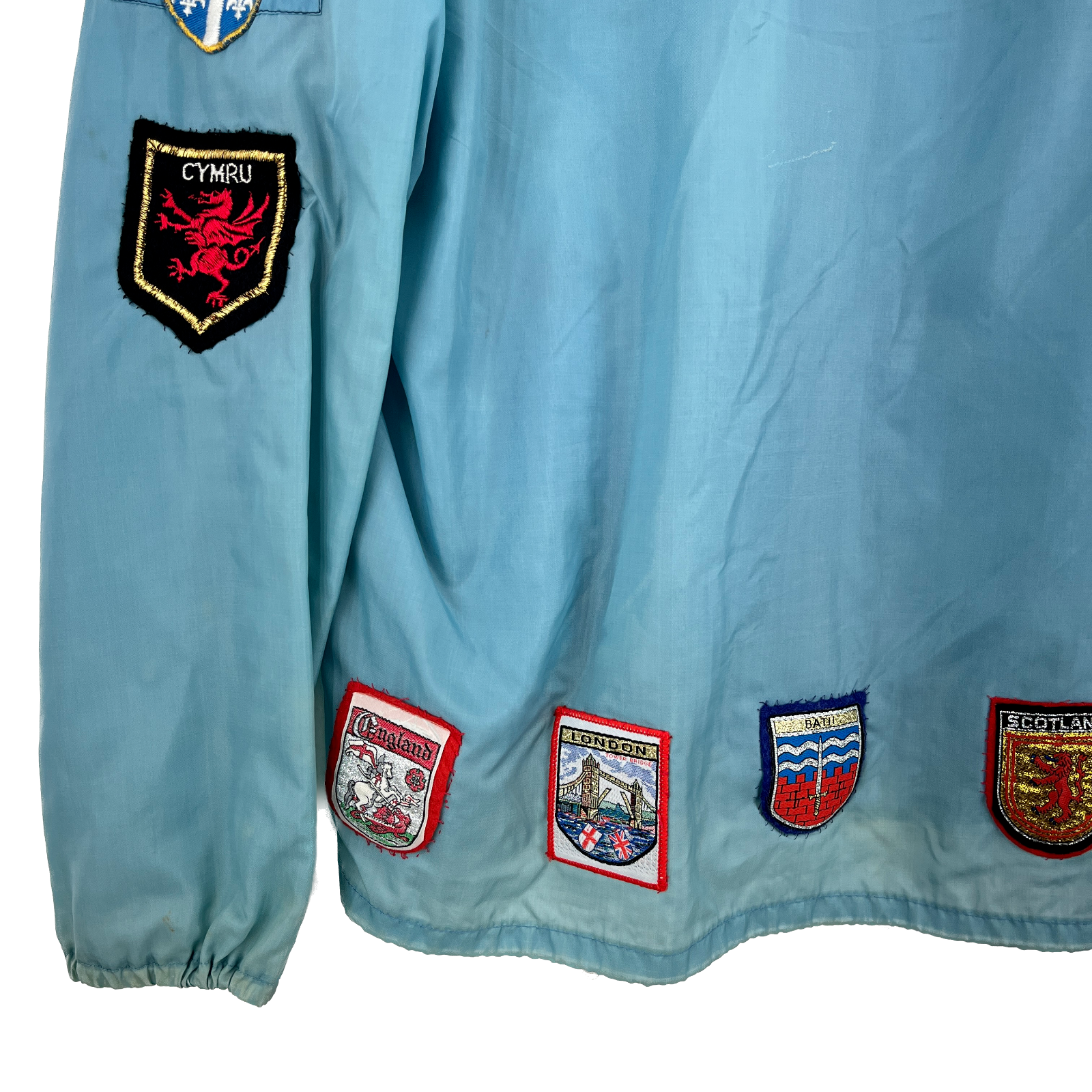 Vintage 1960s Multi Patch Lightweight Full Zip Racing Jacket Size Small