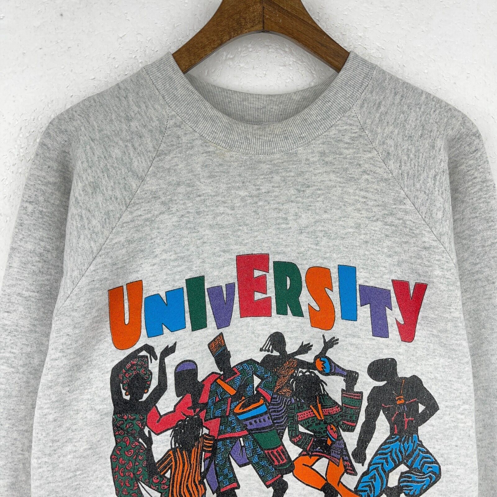 Vintage University Of African American Art Gray Sweatshirt Size XL Raglan Sleeve