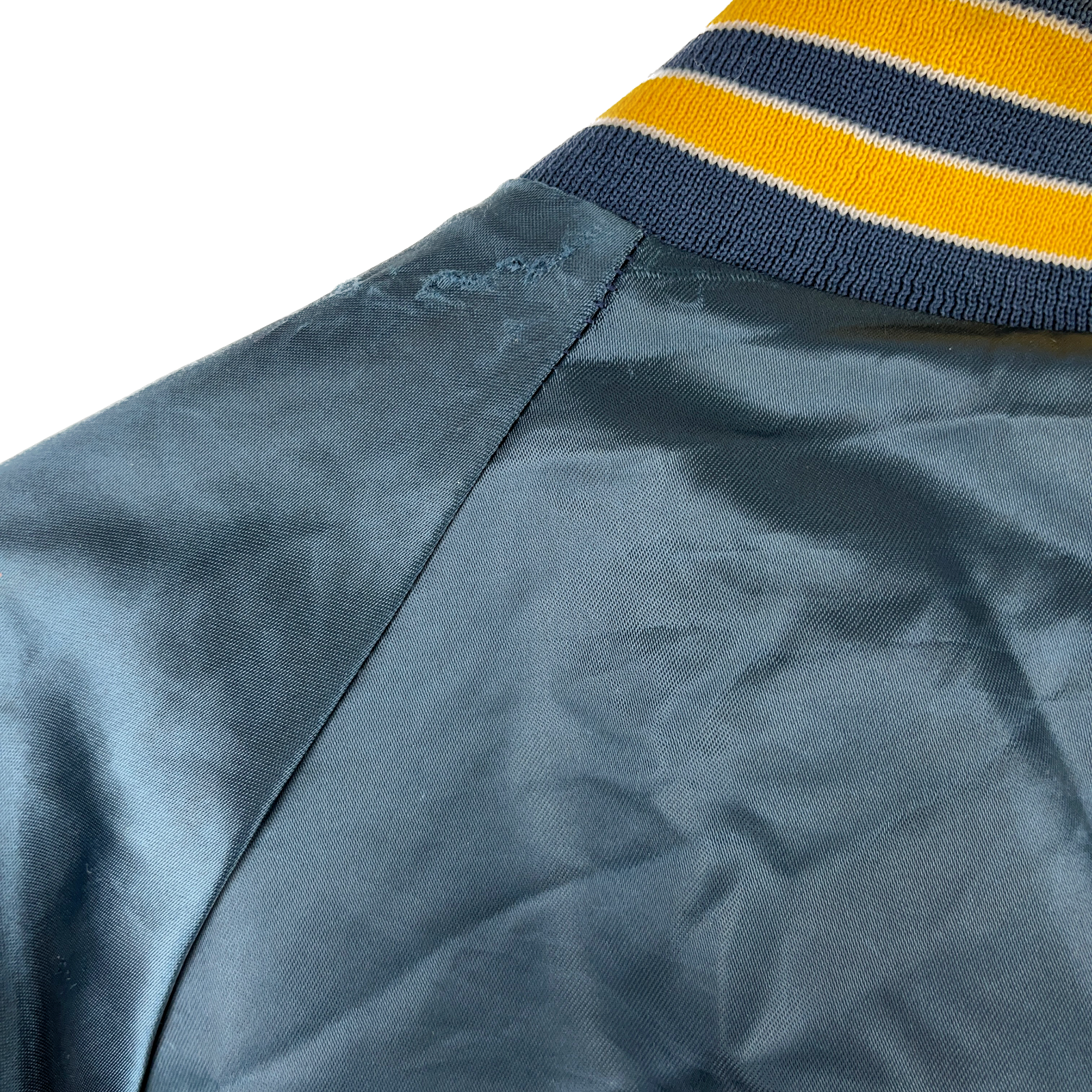 Vintage 1980s Blue Embroidered Satin Bomber King Louie Jacket 80s Size L