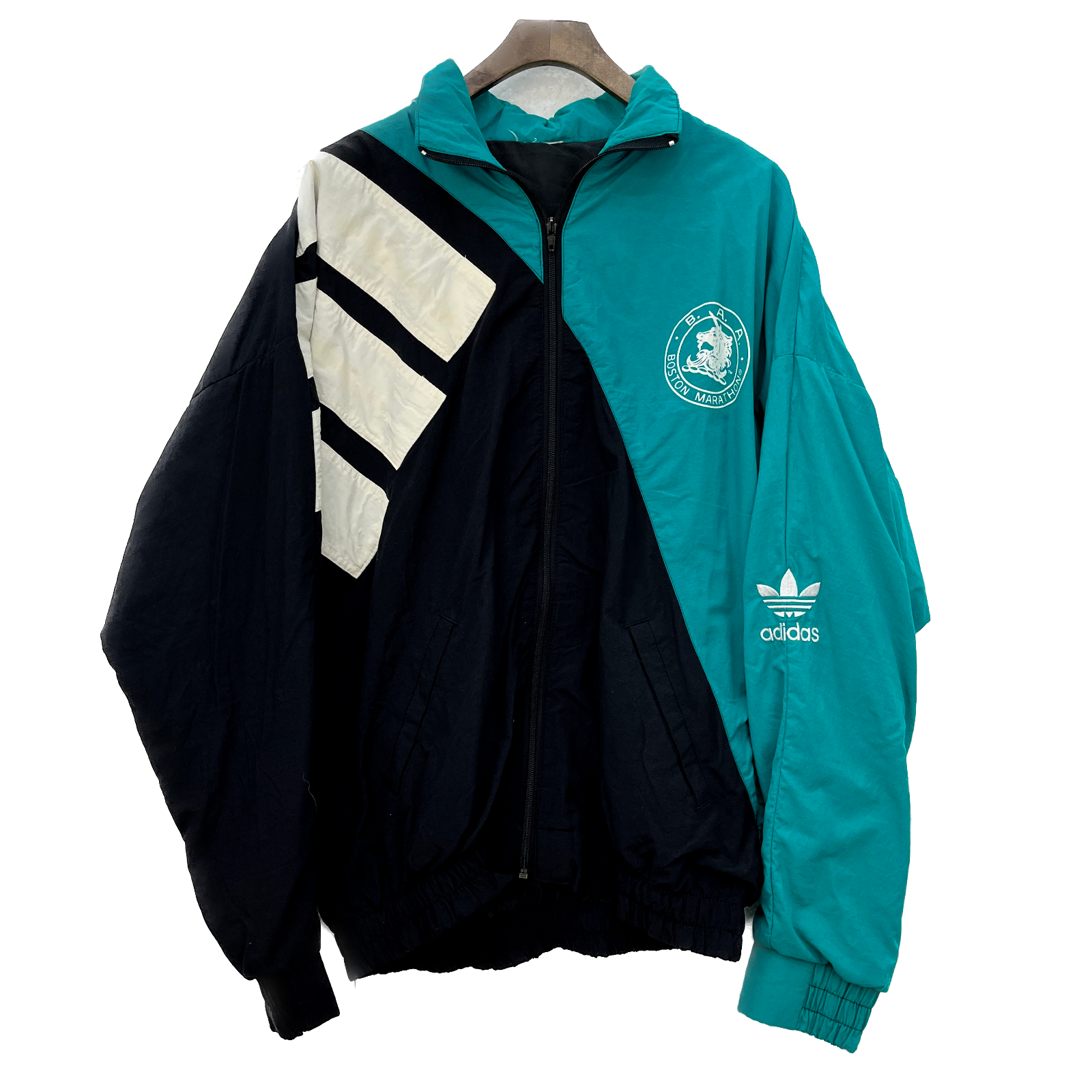 Adidas B. A. A. Boston Marathon Vintage Windbreaker Track Jacket Size M Blue 90s