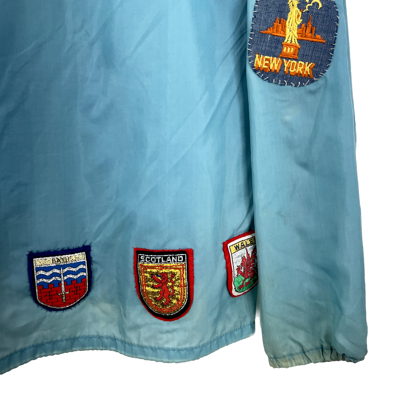 Vintage 1960s Multi Patch Lightweight Full Zip Racing Jacket Size Small