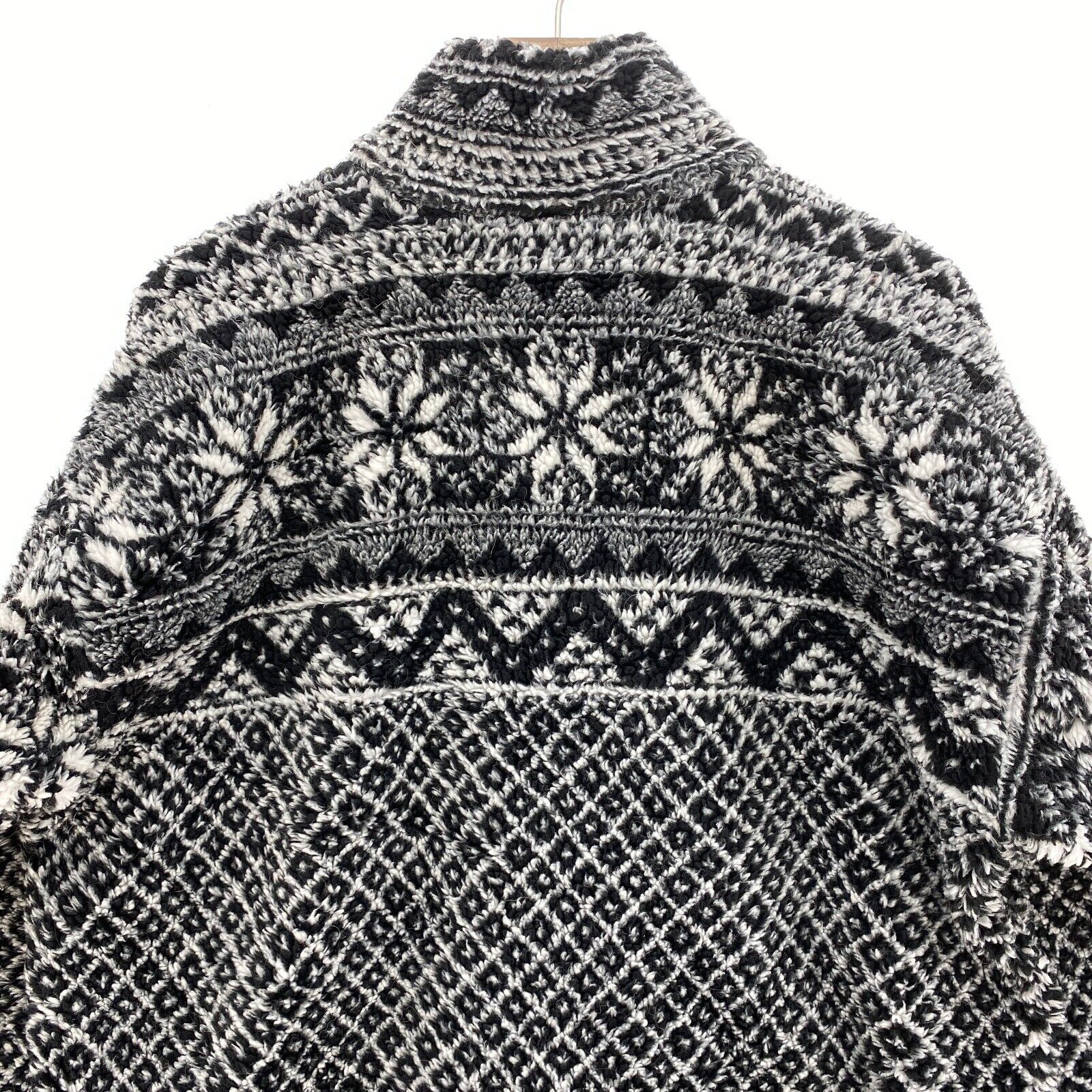 Helly Hansen Geometric Pattern Black Fleece Full Zip Sweater Size S