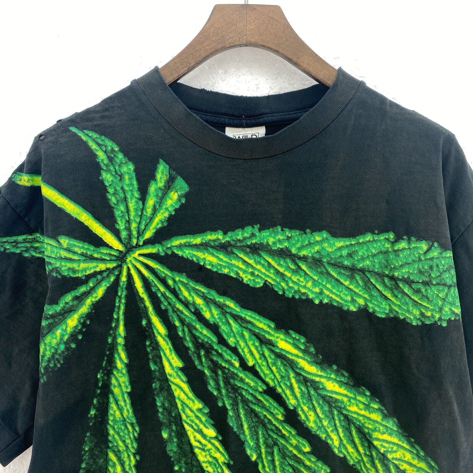 1993 Wild Oats Jamaican Herb Peace Black T-shirt Size L Single Stitch