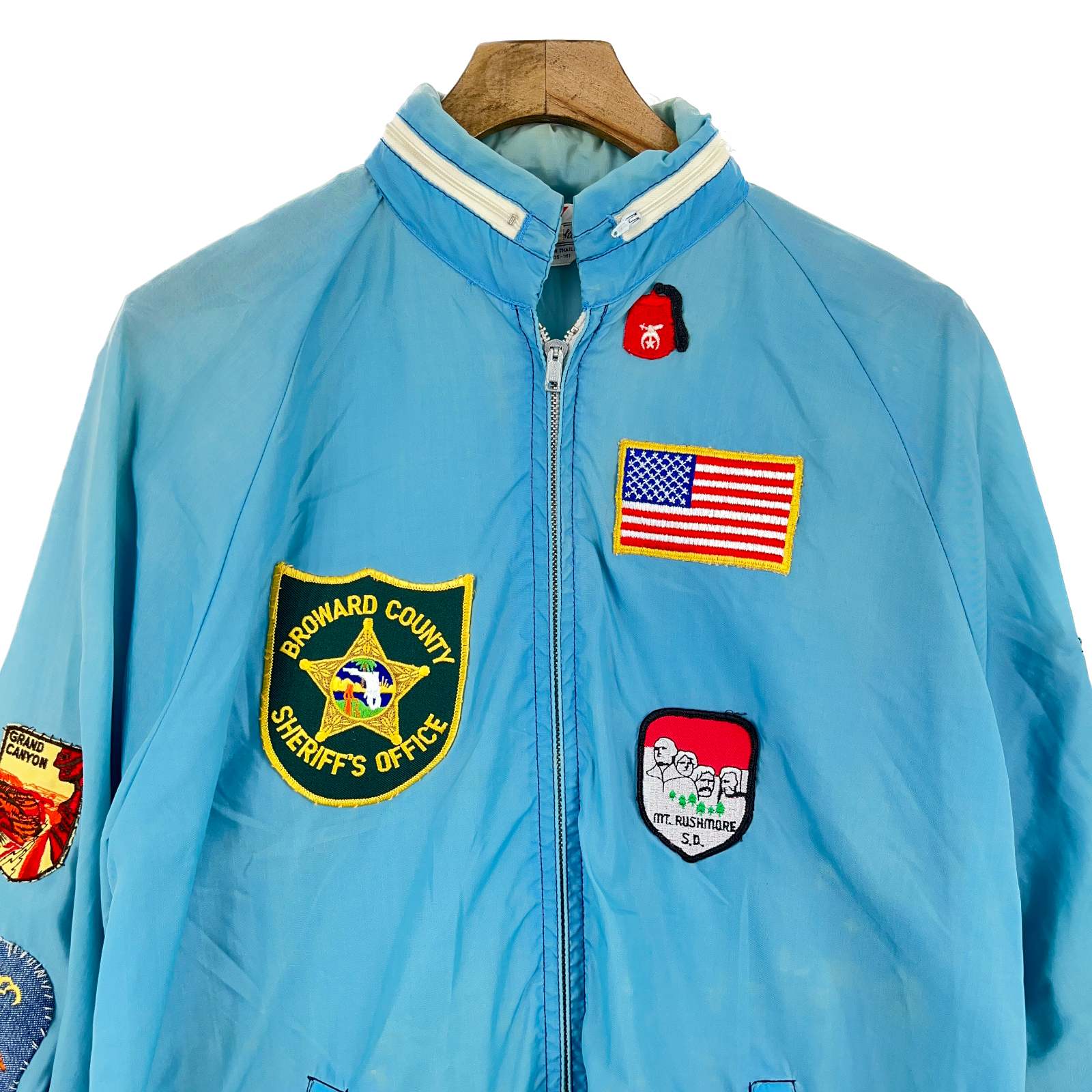 Vintage 1960s Multi Patch Lightweight Full Zip Racing Jacket Size Small