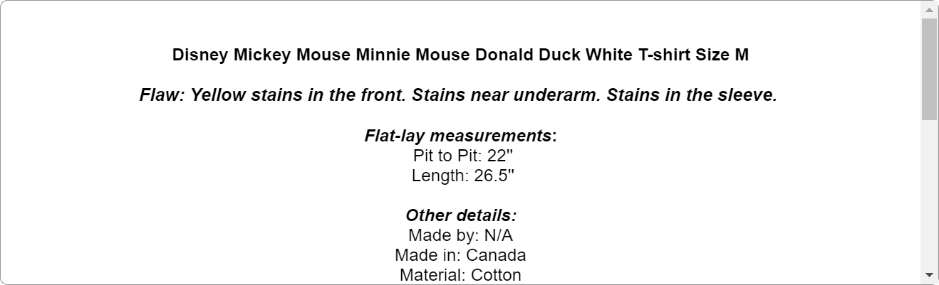 Disney Mickey Mouse Minnie Mouse Donald Duck White T-shirt Size M Women's
