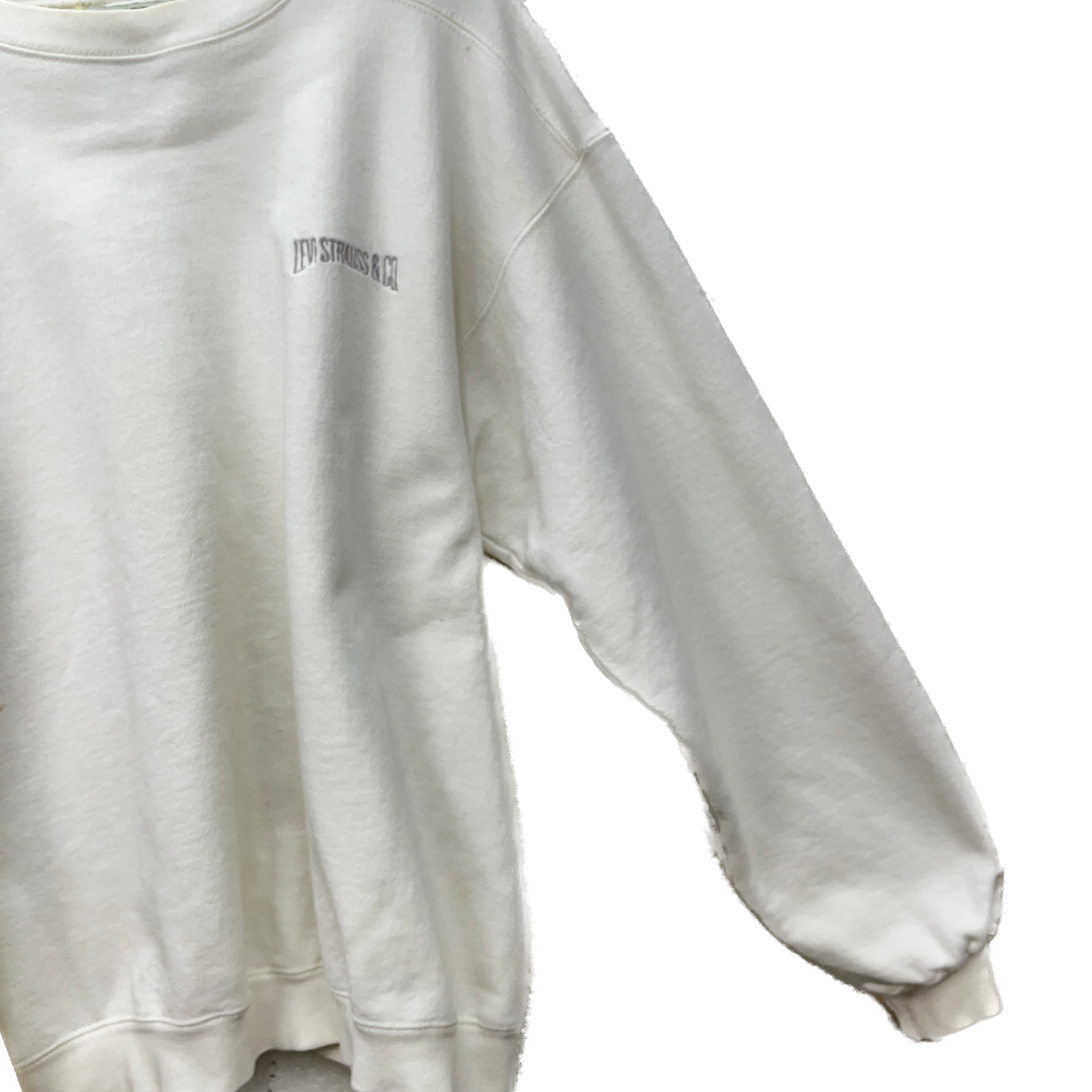 Levi Strauss and Co Embroidered Vintage Sweat Shirt Size M White 90s Crew Neck