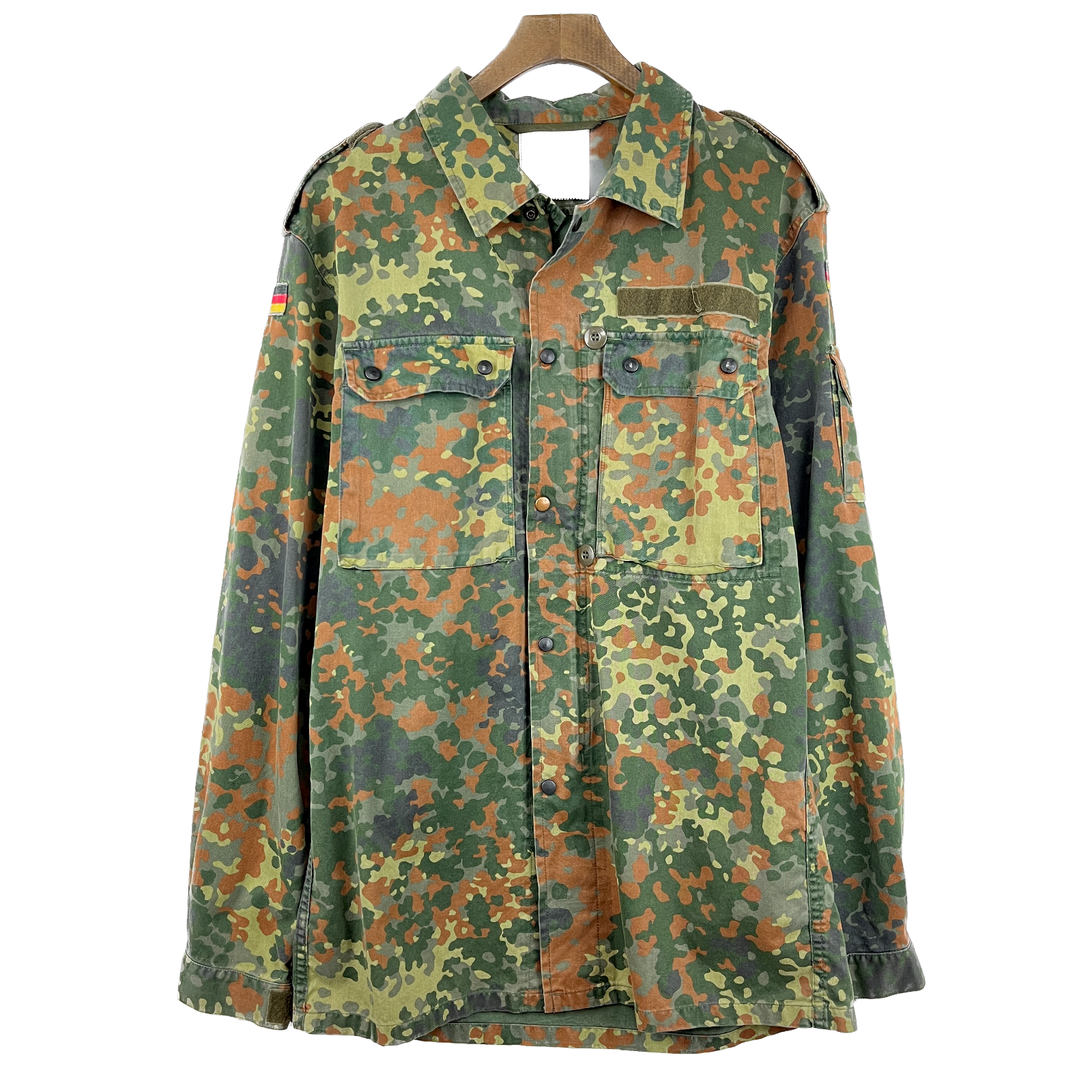 Vintage Camouflage Full Zip Green Military Utility Jacket Size M