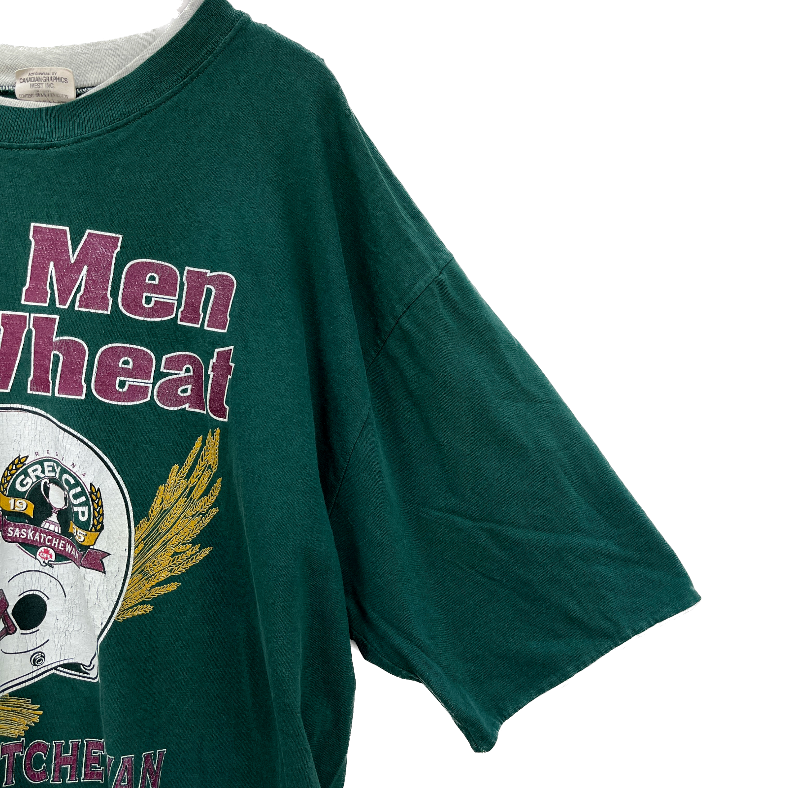 Grey Cup Regina Saskatchewan CFL 1995 Real Men Eat Wheat Green T-shirt Size XL
