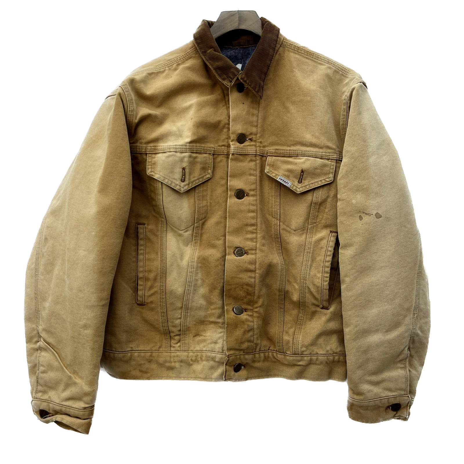 Carhartt Canvas Vintage Trucker Jacket Size 44 Beige Duck Blanket Lined 6BWJP