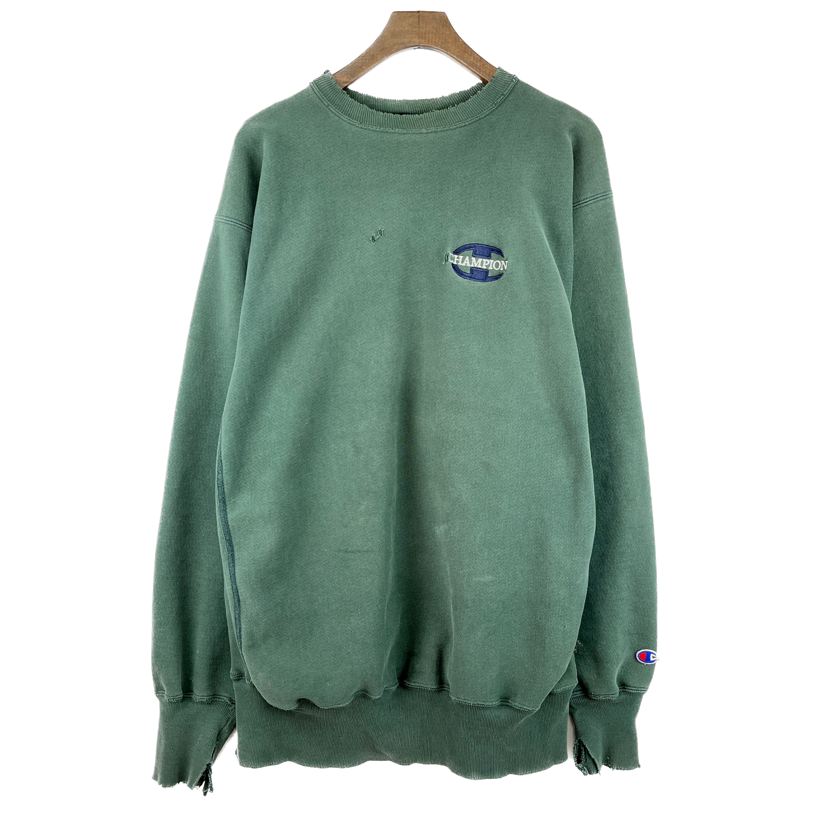 Vintage Champion Embroidered Logo Green Sweatshirt Size 2XL Crewneck