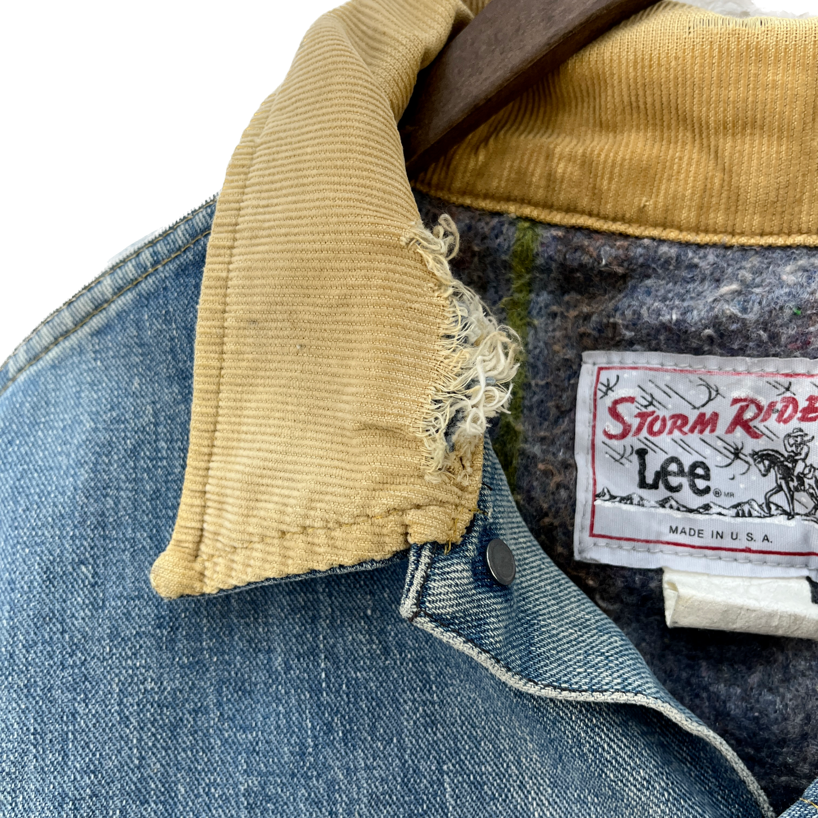 Lee Storm Rider Denim Corduroy Collar Blue Jacket Size M