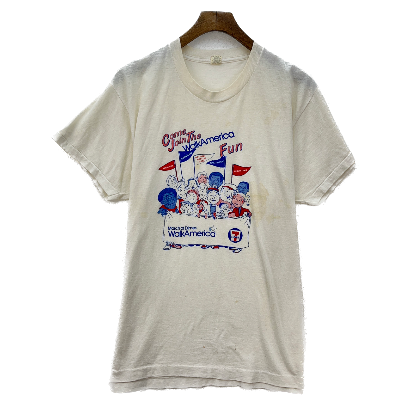 Come Join The America Fun Walk America Graphic Print White T-shirt Size XL
