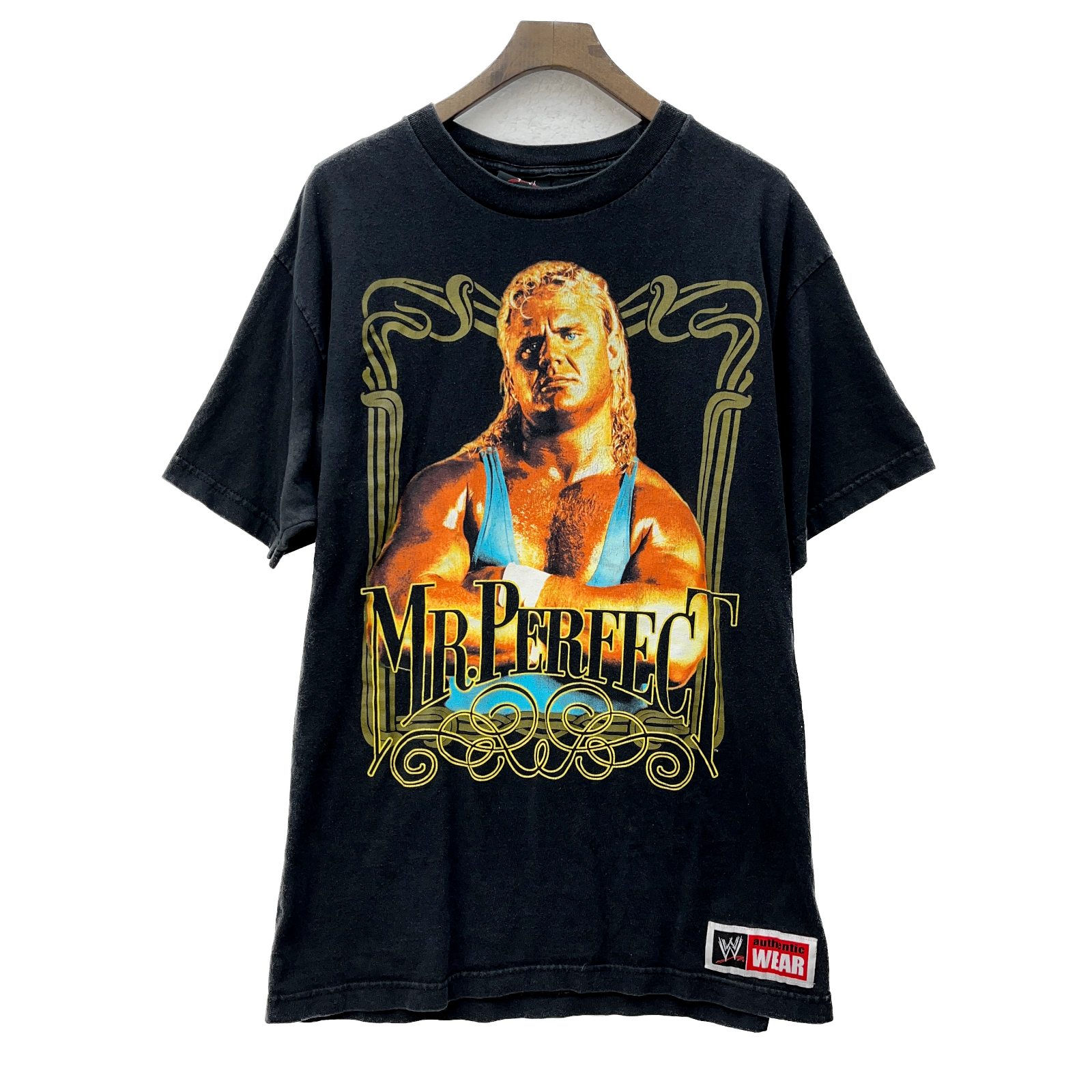 Curt Hennig Mr. Perfect WWF Vintage Wresting T-shirt Size L Black WWE Legends