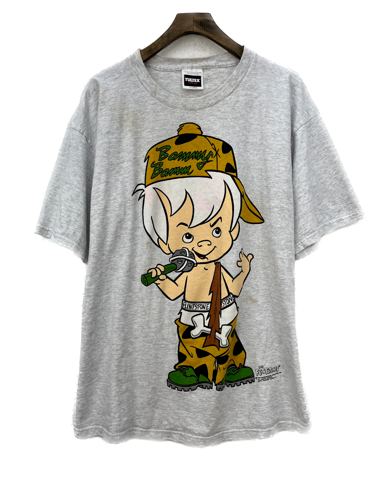 1993 The Flintstones Cartoon Bamm Bamm Vintage Graphic T-shirt Size XL Gray
