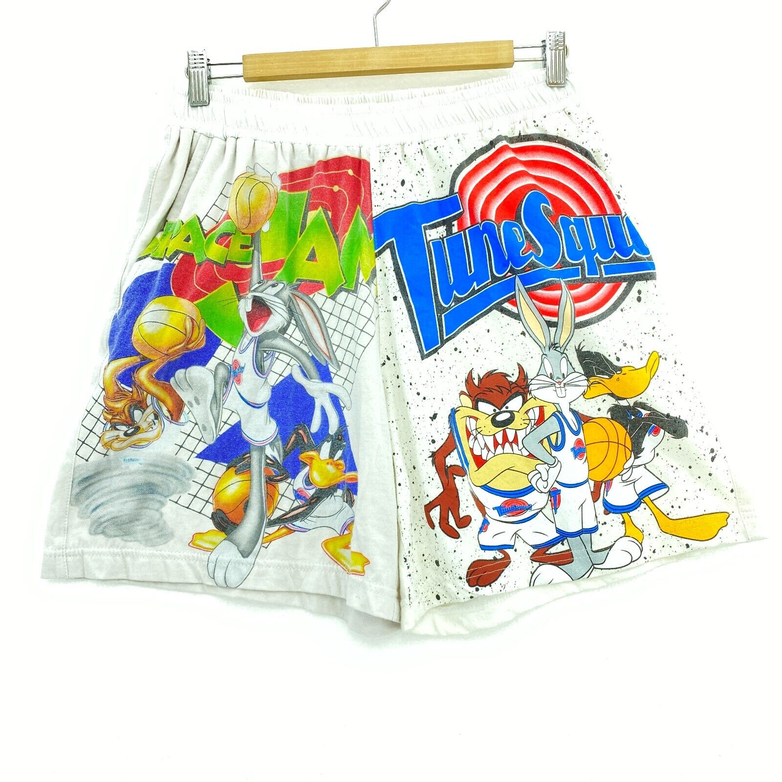 Looney Tunes Space Jam Bugs Bunny Cartoon White Rework Upcycled Shorts Size XS