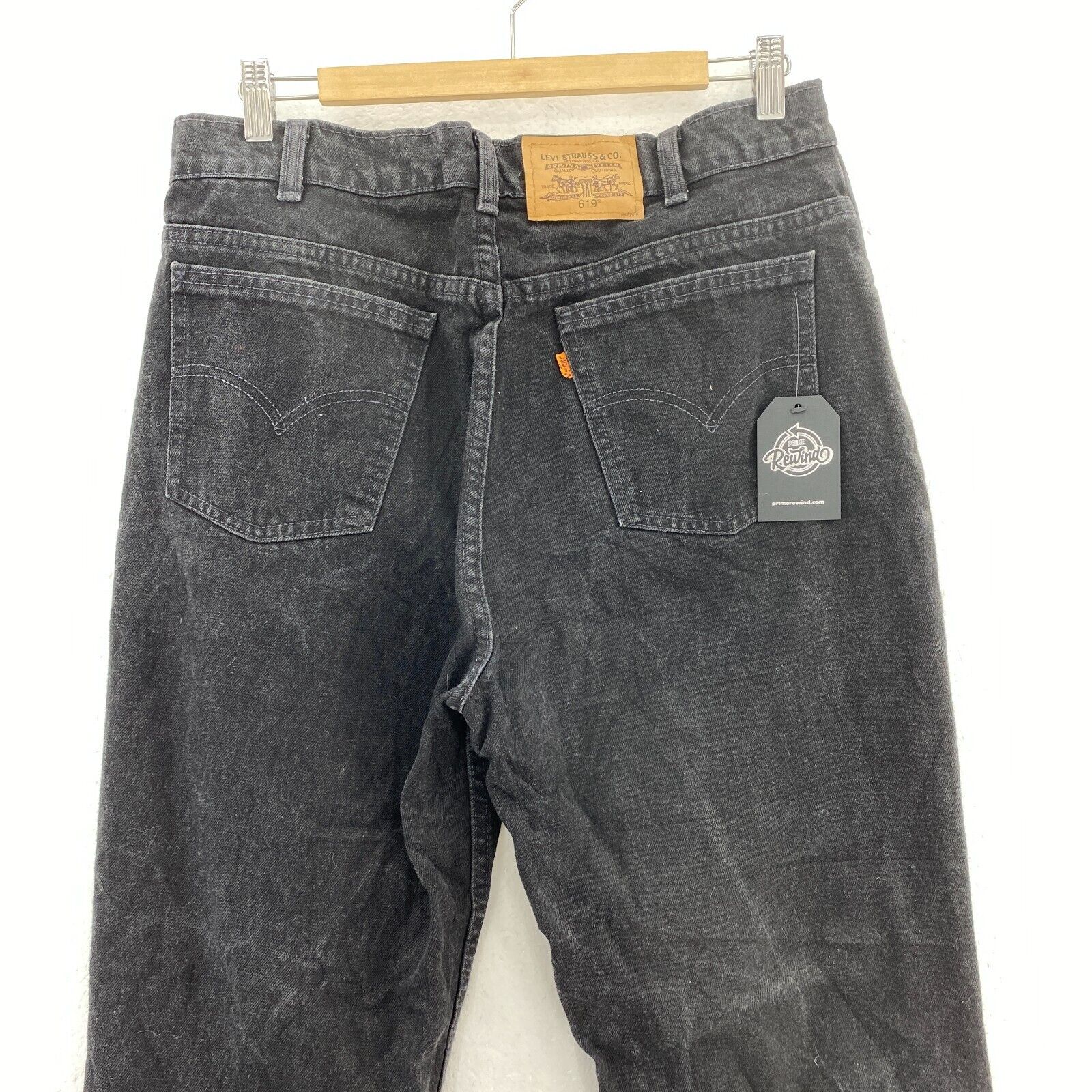 Levi's 619 Orange Tab Dark Wash Black Demin Straight Jeans Size 36