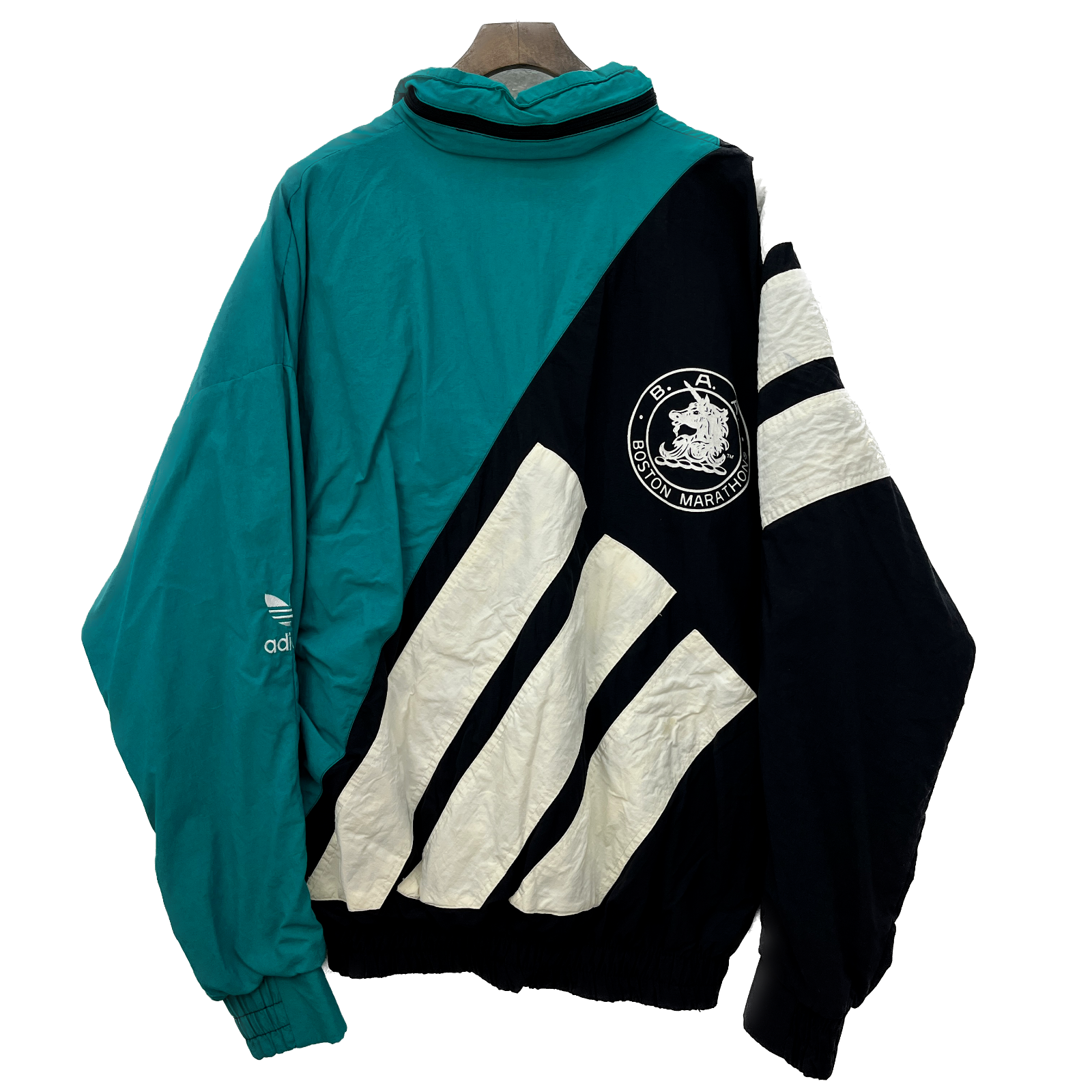 Adidas B. A. A. Boston Marathon Vintage Windbreaker Track Jacket Size M Blue 90s
