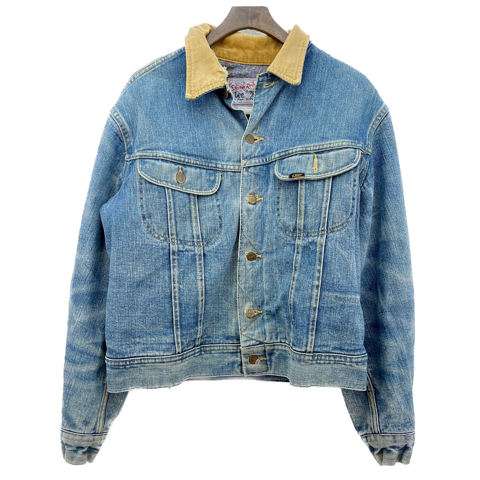 Lee Storm Rider Denim Corduroy Collar Blue Jacket Size M