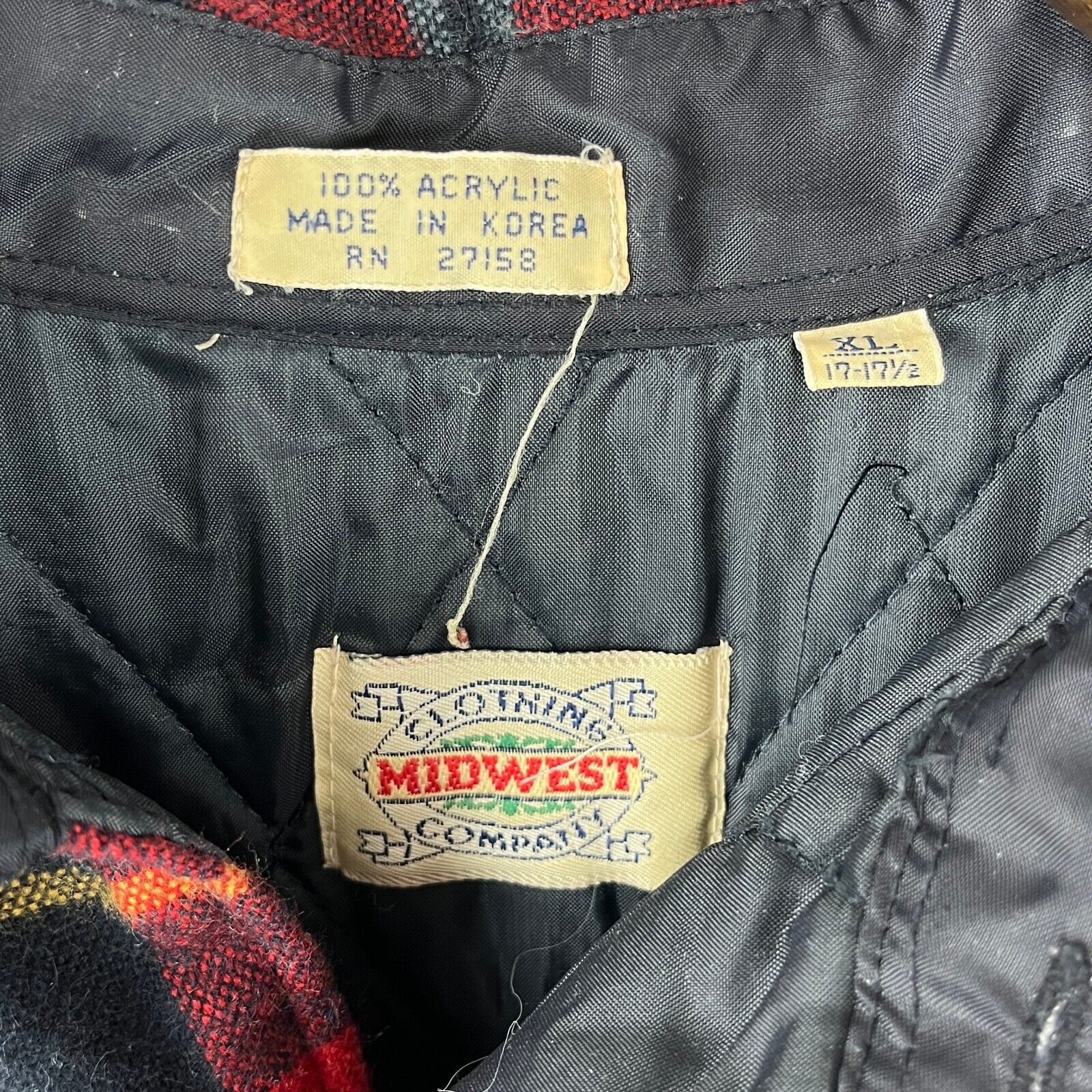 Vintage Button Up Checked Red Shirt Jacket Size XL Double Pocket