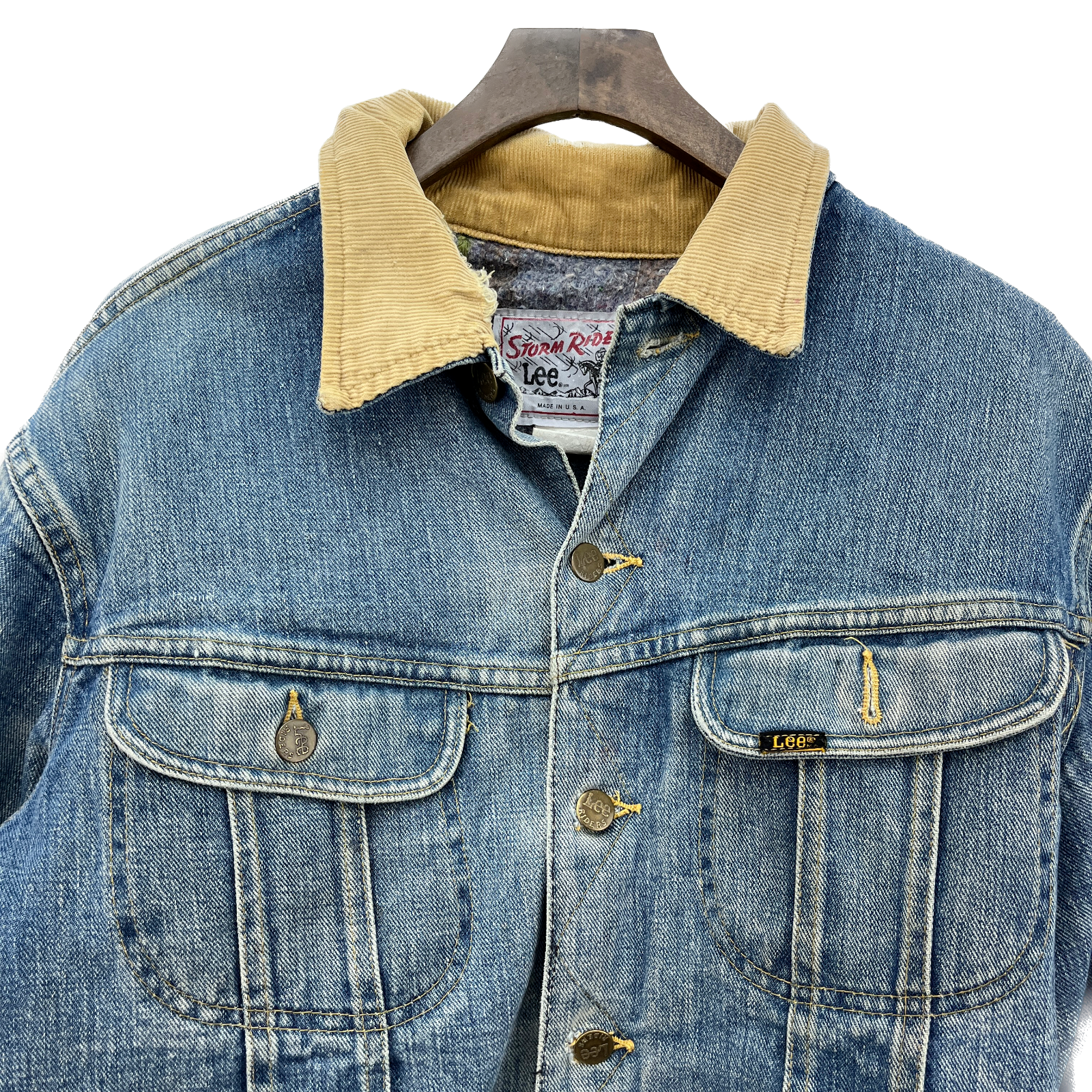 Lee Storm Rider Denim Corduroy Collar Blue Jacket Size M