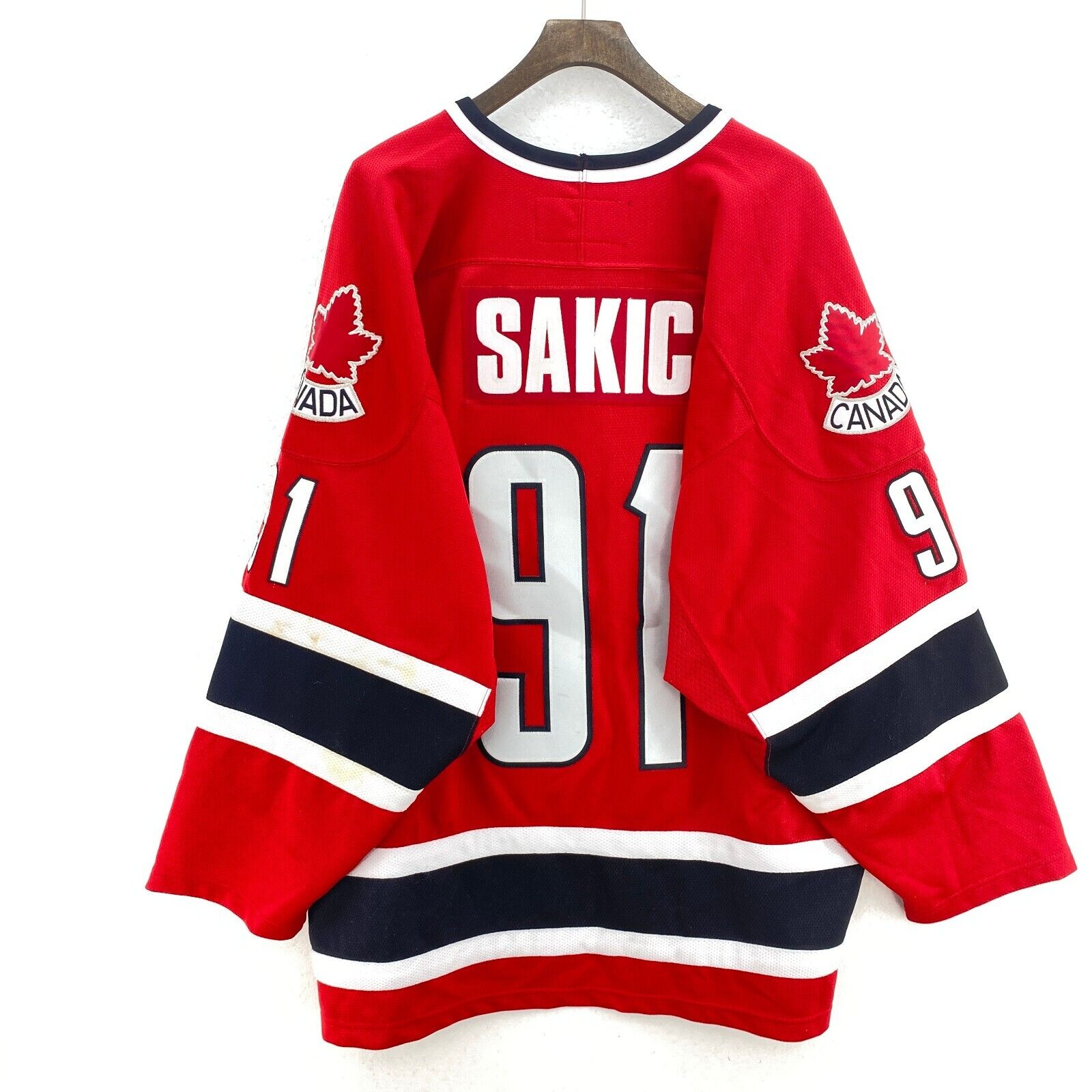 Joe Sakic #91 Team Canada Nike Vintage Olympics Hockey Jersey Red Jersey Size L