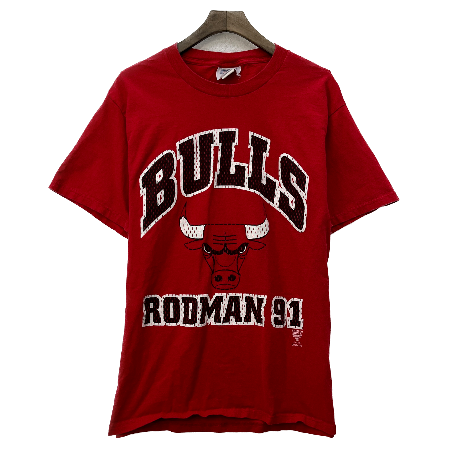 Dennis Rodman #91 Chicago Bulls Vintage Basketball T-shirt Size M Red NBA