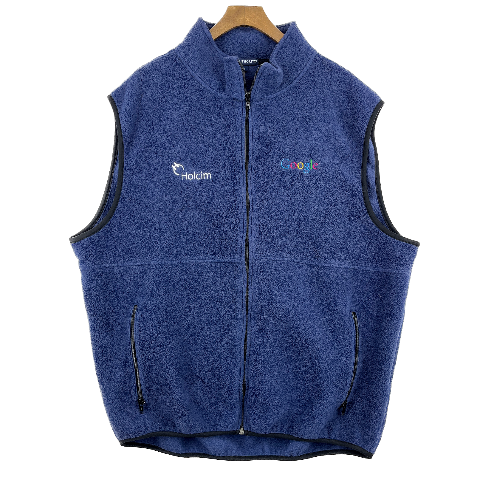 Google Embroidered Fleece Tech Full Zip Vest Navy Blue Mens Size XXL