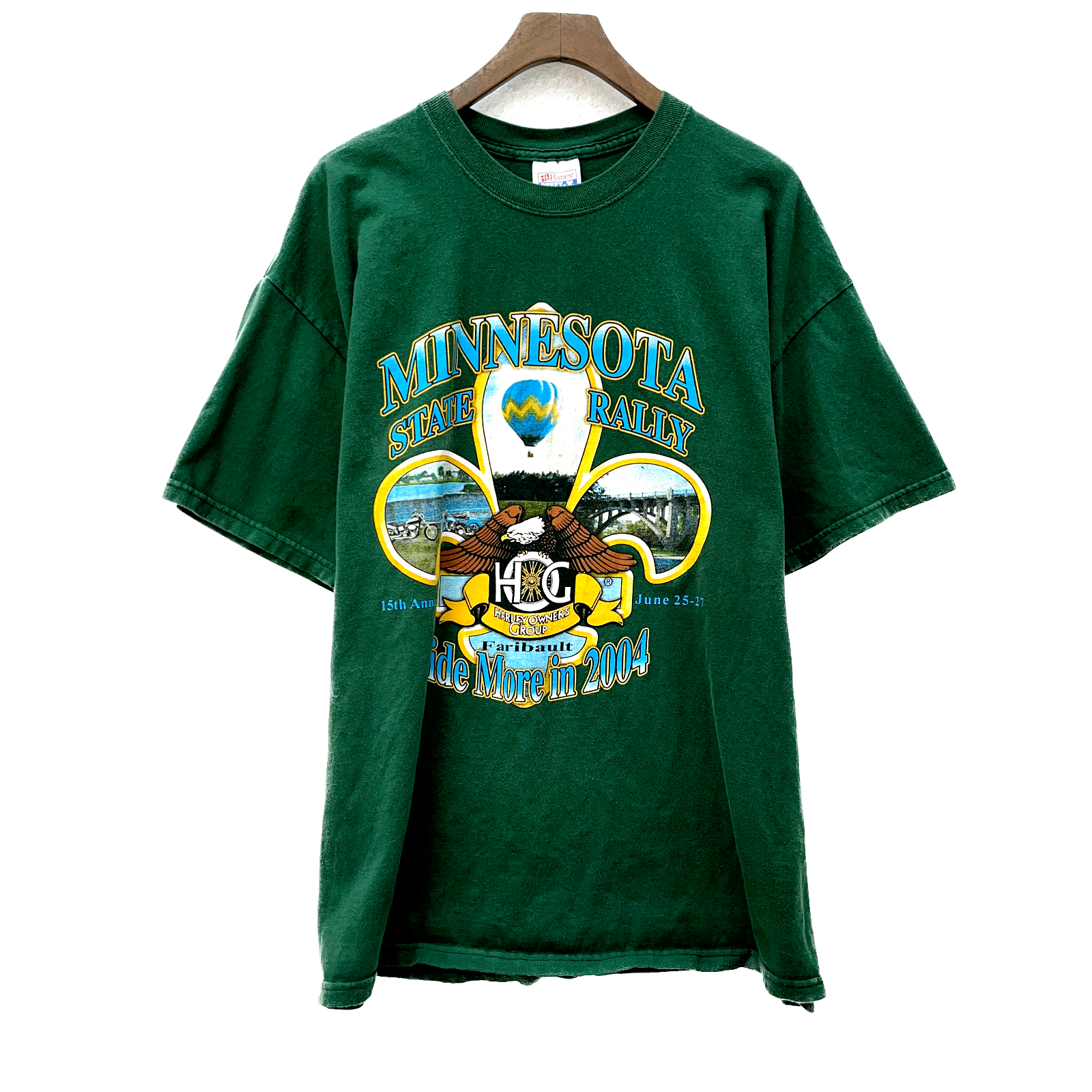 Harley-Davidson Owners Group Vintage T-shirt Size XL Green Minnesota State Rally