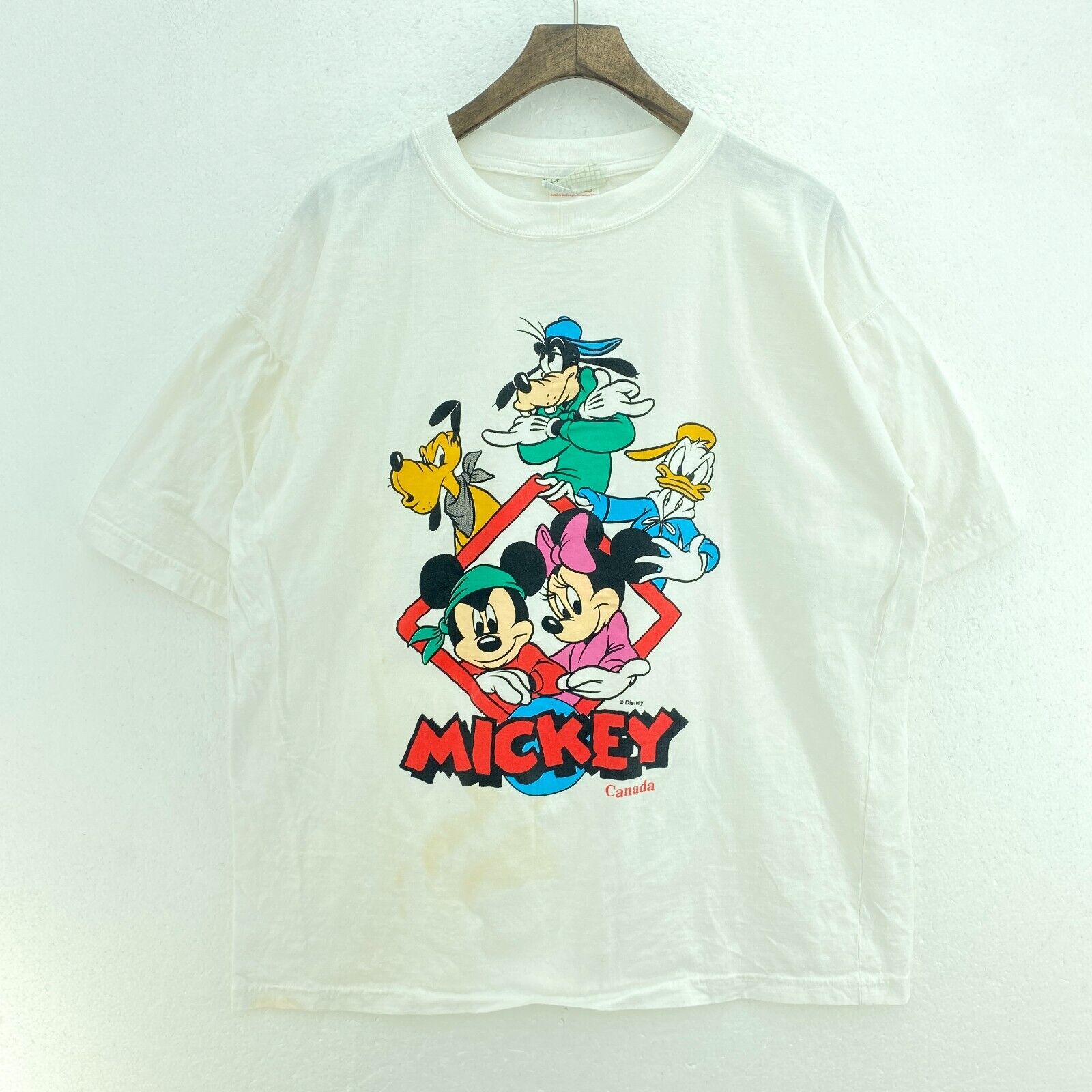 Disney Mickey Mouse Minnie Mouse Donald Duck White T-shirt Size M Women's