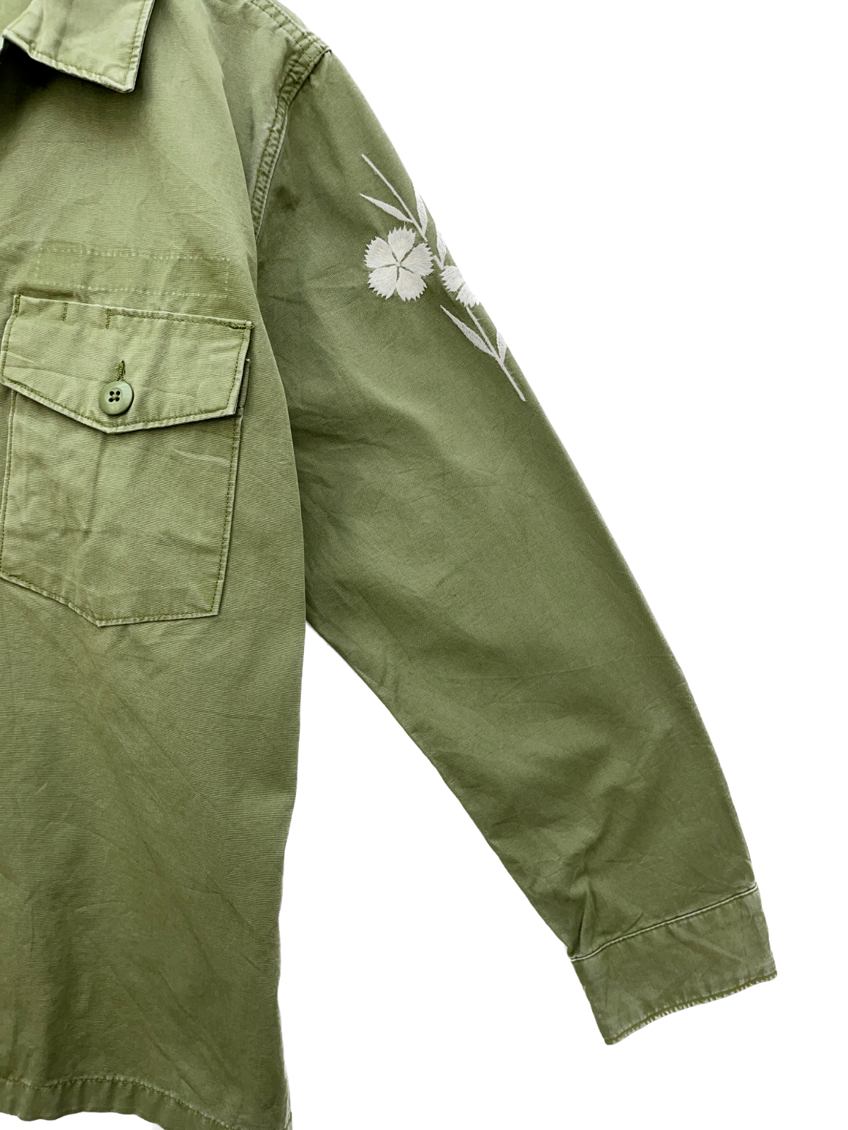Levi Strauss Levi's Green Floral Embroidery Military Jacket Size L NWT