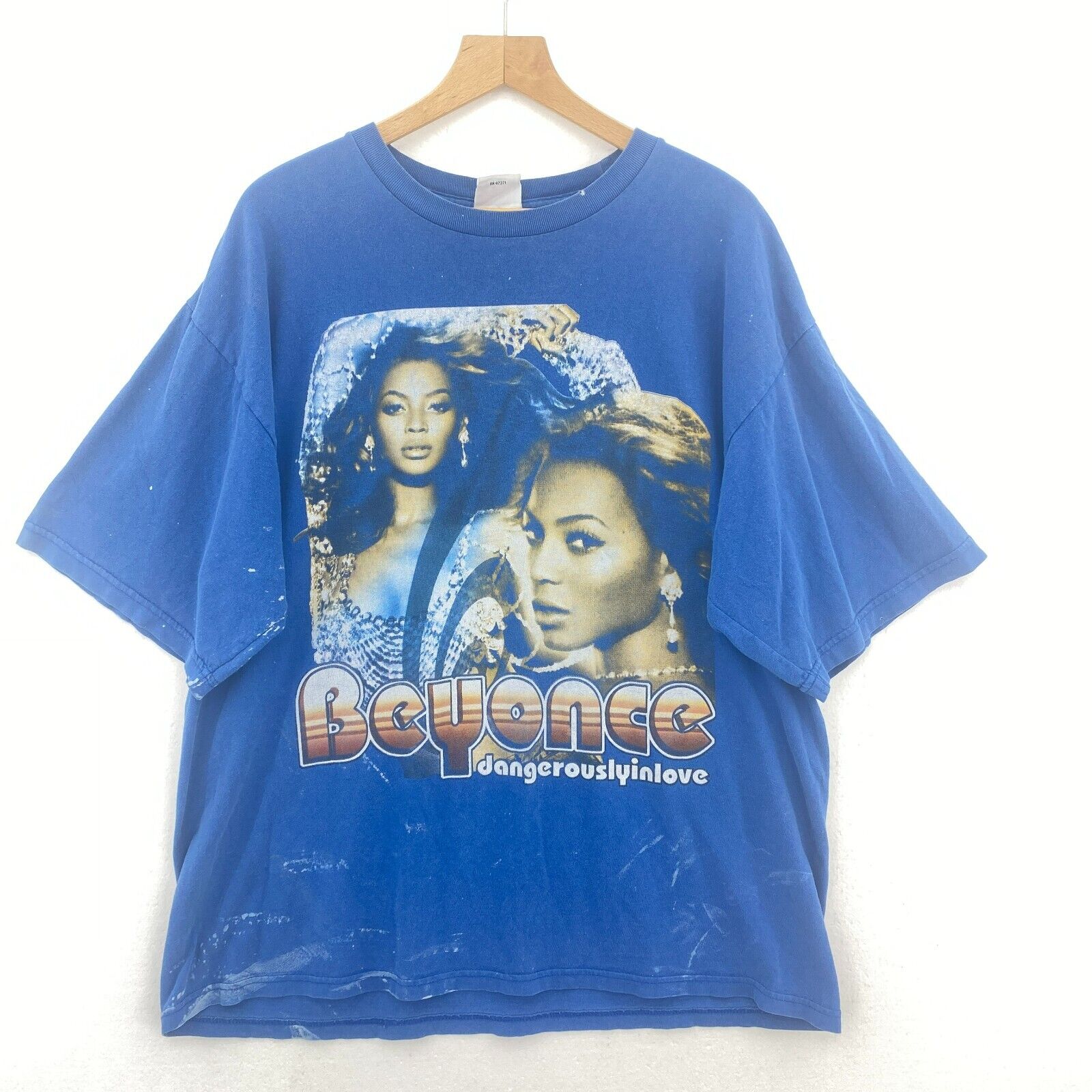 Beyonce Dangerously In Love Debut Album Blue Vintage T-Shirt Size XL Y2K Rap Tee