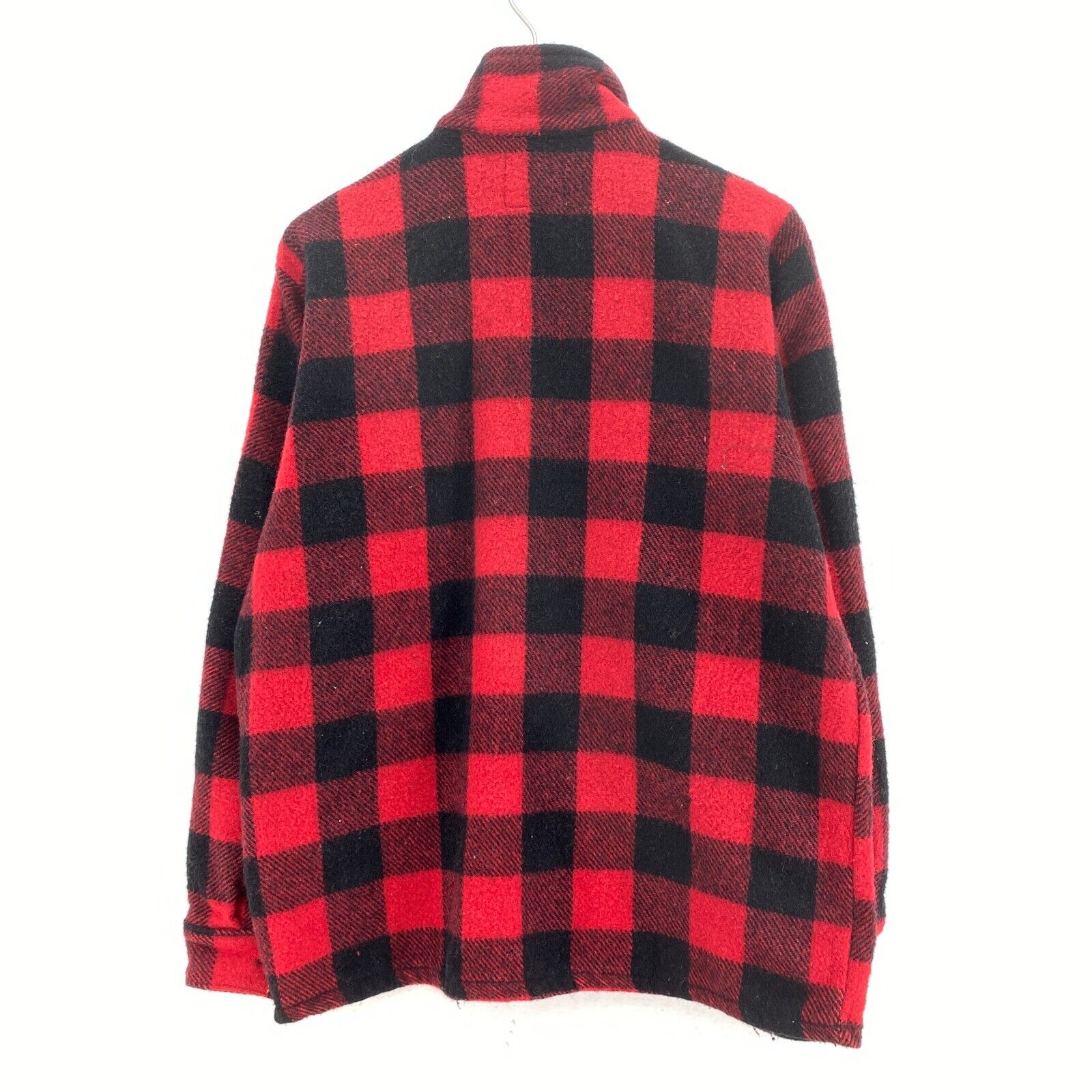 Gingham Checkered Vintage Red 100% Wool Shirt Jacket Button Up Size M 90s