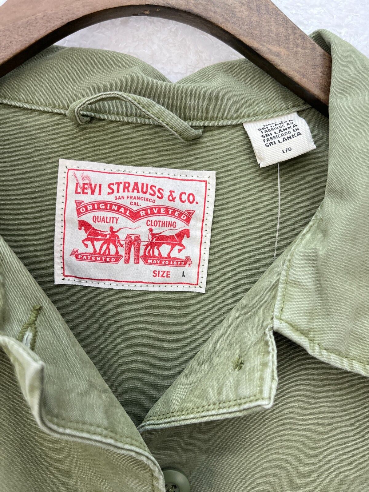 Levi Strauss Levi's Green Floral Embroidery Military Jacket Size L NWT