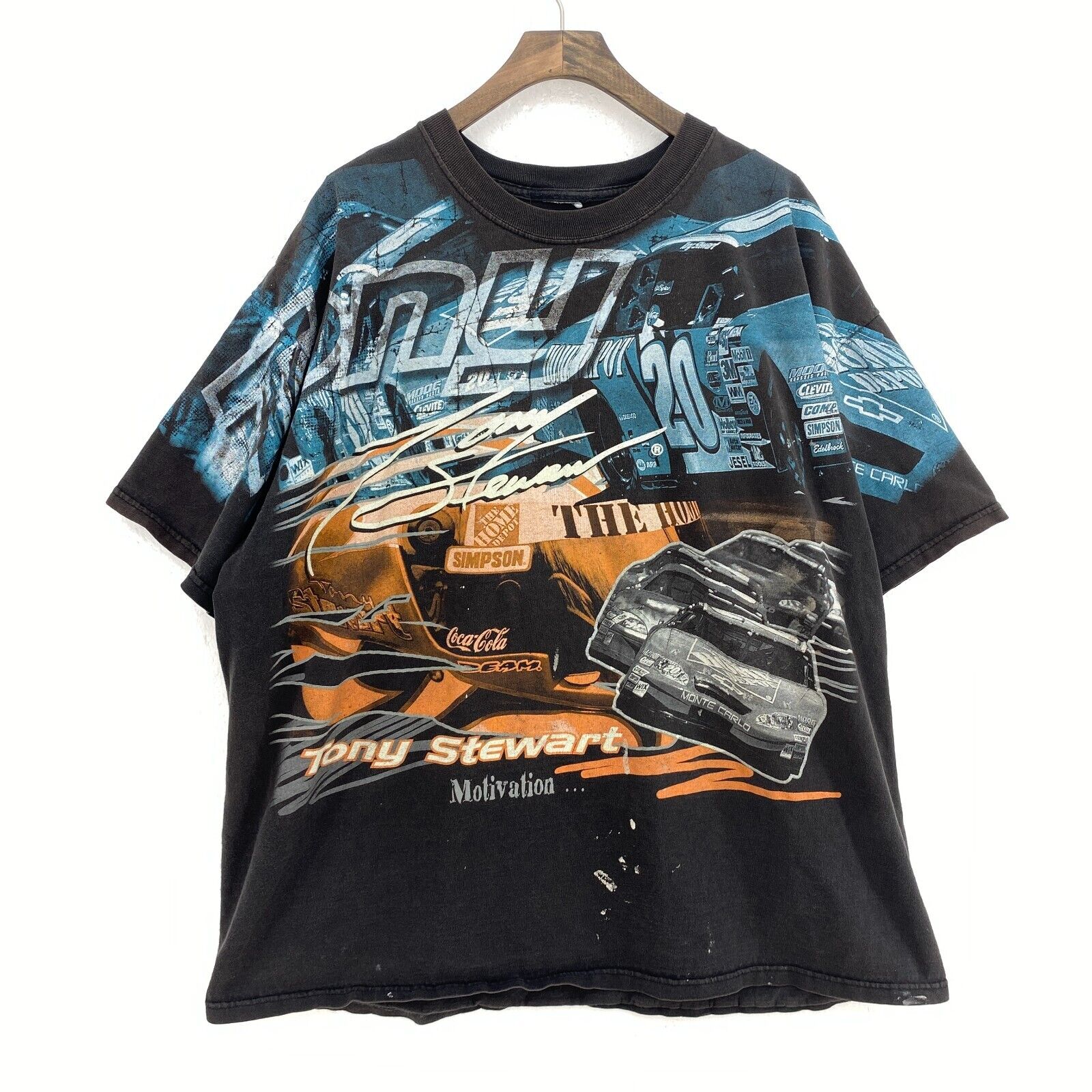 Nascar AOP Racing Tony Stewart It Is All About The Winning Black T-shirt Size L