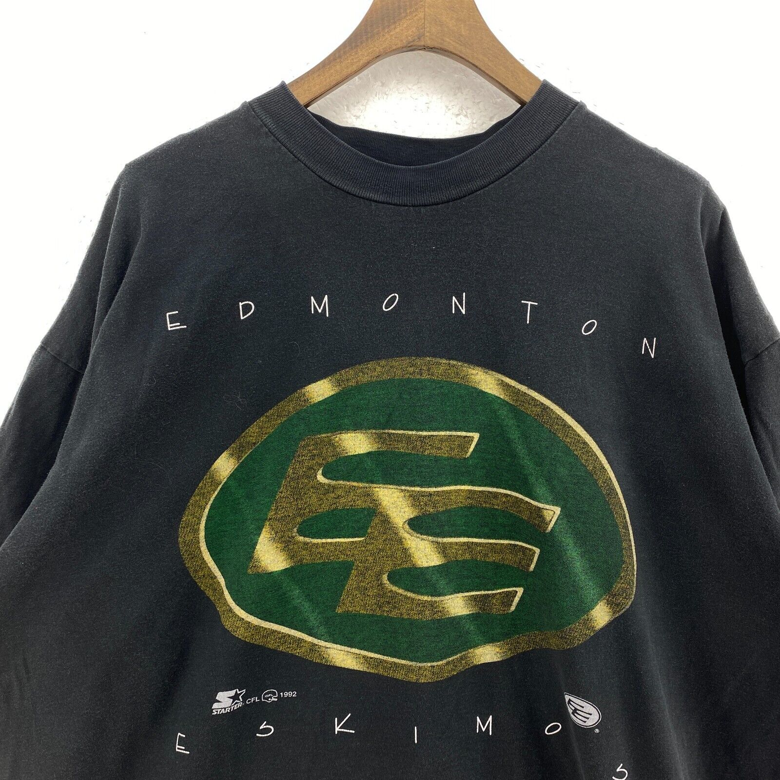 Starter Edmonton 1992 Eskimos Vintage Black T-shirt Size XL Single Stitch