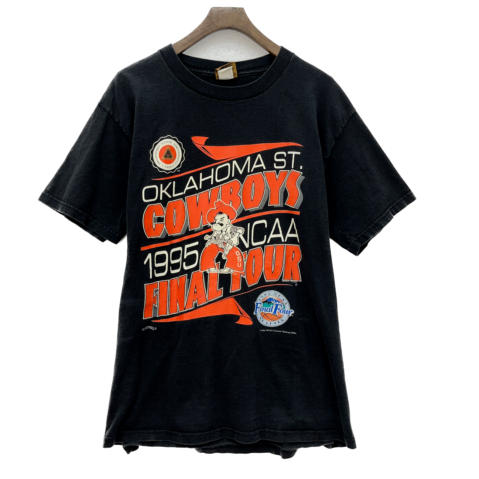 1995 Oklahoma State Cowboys NCAA Final Four Nutmeg Vintage T-shirt Size L Black