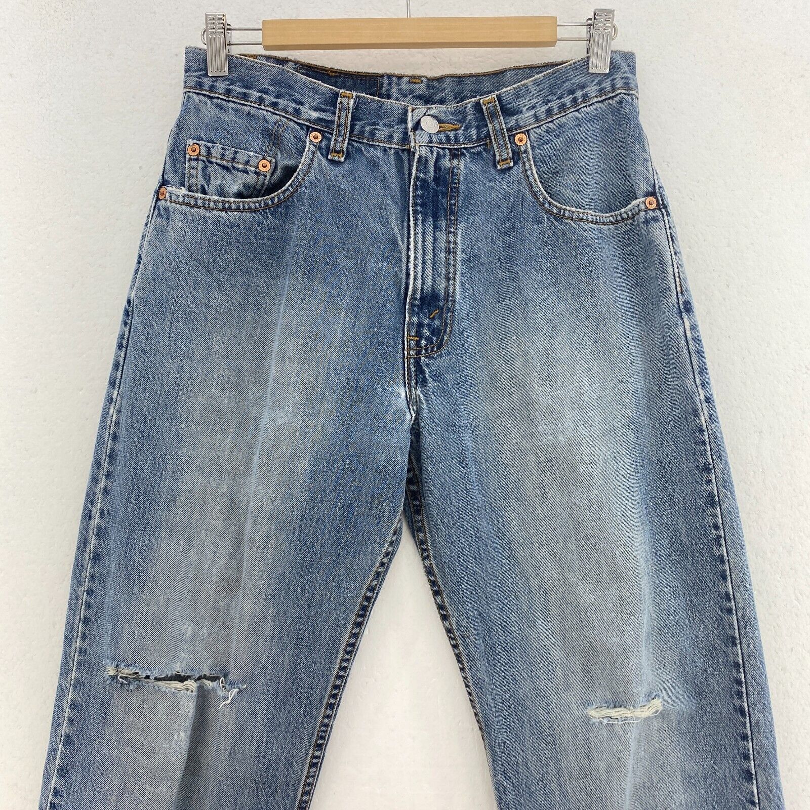 Levi's Strauss Blue Medium Wash Distressed Straight Leg Jeans Size 29 x 32